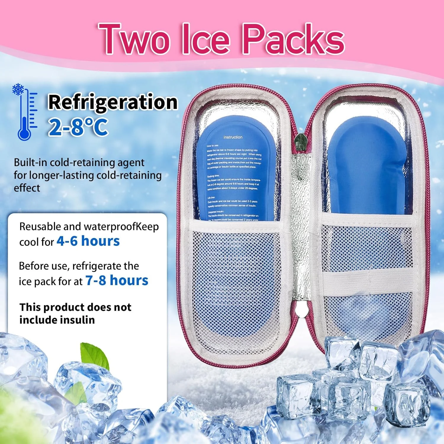 کیف خنک نگهدارنده انسولین، کیف خنک کننده دارویی با 2 بسته یخ، کیف کوچک قابل حمل برای لوازم دیابتی، صورتی، 20.5 x 8.7 x 4.6 سانتی متر، قابل حمل کیف خنک نگهدارنده انسولین، کیف خنک کننده دارویی با 2 بسته یخ، کیف کوچک قابل حمل برای لوازم دیابتی، صورتی، 20.5 x 8.7 x 4.6 سانتی متر، قابل حمل