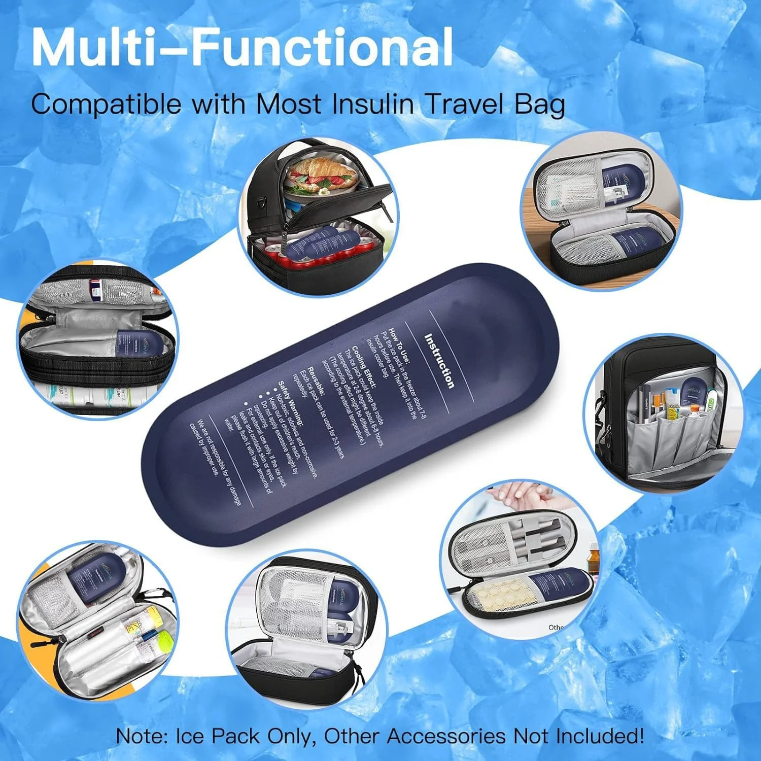 بسته 4 عددی کیسه یخ Kaiderine برای کیف حمل انسولین، کیسه یخ خنک کننده انسولین قابل استفاده مجدد برای کیف نگهدارنده لوازم دیابتی پزشکی مسافرتی عایق بسته 4 عددی کیسه یخ Kaiderine برای کیف حمل انسولین، کیسه یخ خنک کننده انسولین قابل استفاده مجدد برای کیف نگهدارنده لوازم دیابتی پزشکی مسافرتی عایق