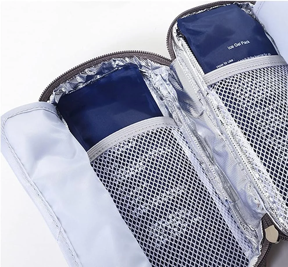 کیف خنک نگهدارنده انسولین Kaiderine، سازمان دهنده داروی دیابتی، کیف خنک کننده عایق بندی شده با 2 بسته یخ و آستر عایق برای سفر (آبی) کیف خنک نگهدارنده انسولین Kaiderine، سازمان دهنده داروی دیابتی، کیف خنک کننده عایق بندی شده با 2 بسته یخ و آستر عایق برای سفر (آبی)