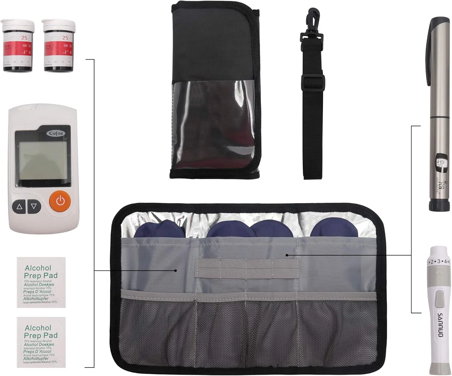 کیف حمل لوازم دیابت لاویورت، کیف خنک نگهدارنده انسولین، سازمان دهنده لوازم مراقبت از دیابت با بند شانه و 4 بسته یخ - مشکی کیف حمل لوازم دیابت لاویورت، کیف خنک نگهدارنده انسولین، سازمان دهنده لوازم مراقبت از دیابت با بند شانه و 4 بسته یخ - مشکی