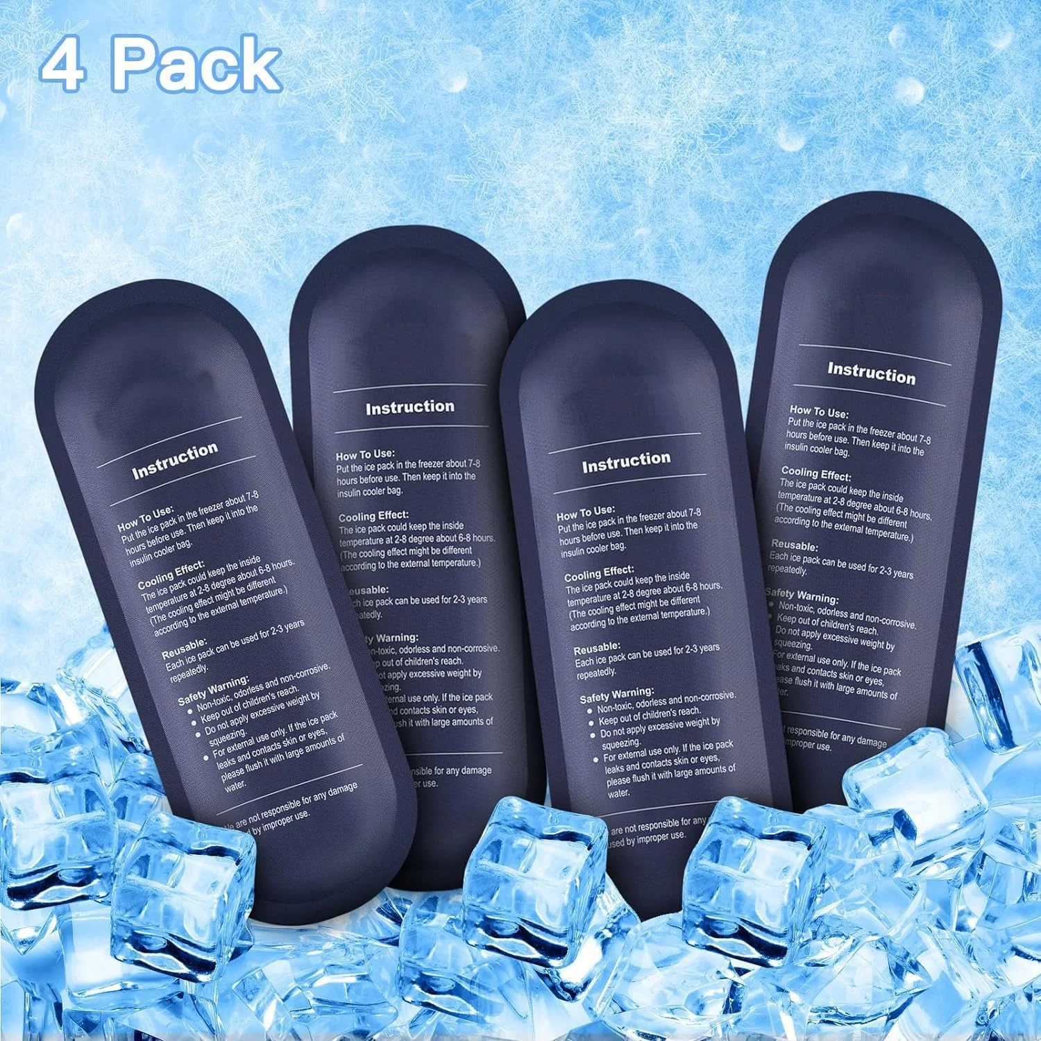 بسته 4 عددی کیسه یخ Kaiderine برای کیف حمل انسولین، کیسه یخ خنک کننده انسولین قابل استفاده مجدد برای کیف نگهدارنده لوازم دیابتی پزشکی مسافرتی عایق بسته 4 عددی کیسه یخ Kaiderine برای کیف حمل انسولین، کیسه یخ خنک کننده انسولین قابل استفاده مجدد برای کیف نگهدارنده لوازم دیابتی پزشکی مسافرتی عایق