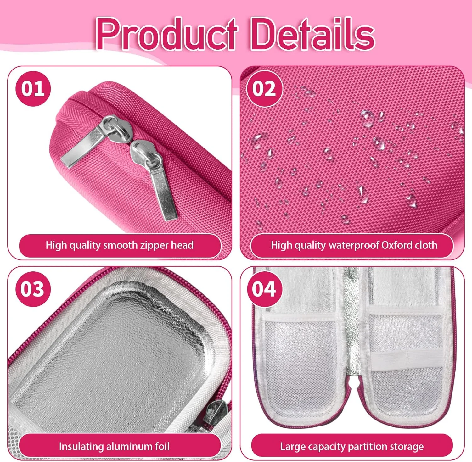 کیف خنک نگهدارنده انسولین، کیف خنک کننده دارویی با 2 بسته یخ، کیف کوچک قابل حمل برای لوازم دیابتی، صورتی، 20.5 x 8.7 x 4.6 سانتی متر، قابل حمل کیف خنک نگهدارنده انسولین، کیف خنک کننده دارویی با 2 بسته یخ، کیف کوچک قابل حمل برای لوازم دیابتی، صورتی، 20.5 x 8.7 x 4.6 سانتی متر، قابل حمل