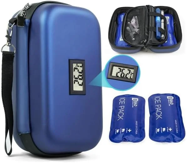 کیف خنک نگهدارنده انسولین 24 ساعته به همراه 2 کیسه یخ و نمایشگر دما، کیف خنک کننده مسافرتی عایق دار کیف خنک نگهدارنده انسولین 24 ساعته به همراه 2 کیسه یخ و نمایشگر دما، کیف خنک کننده مسافرتی عایق دار