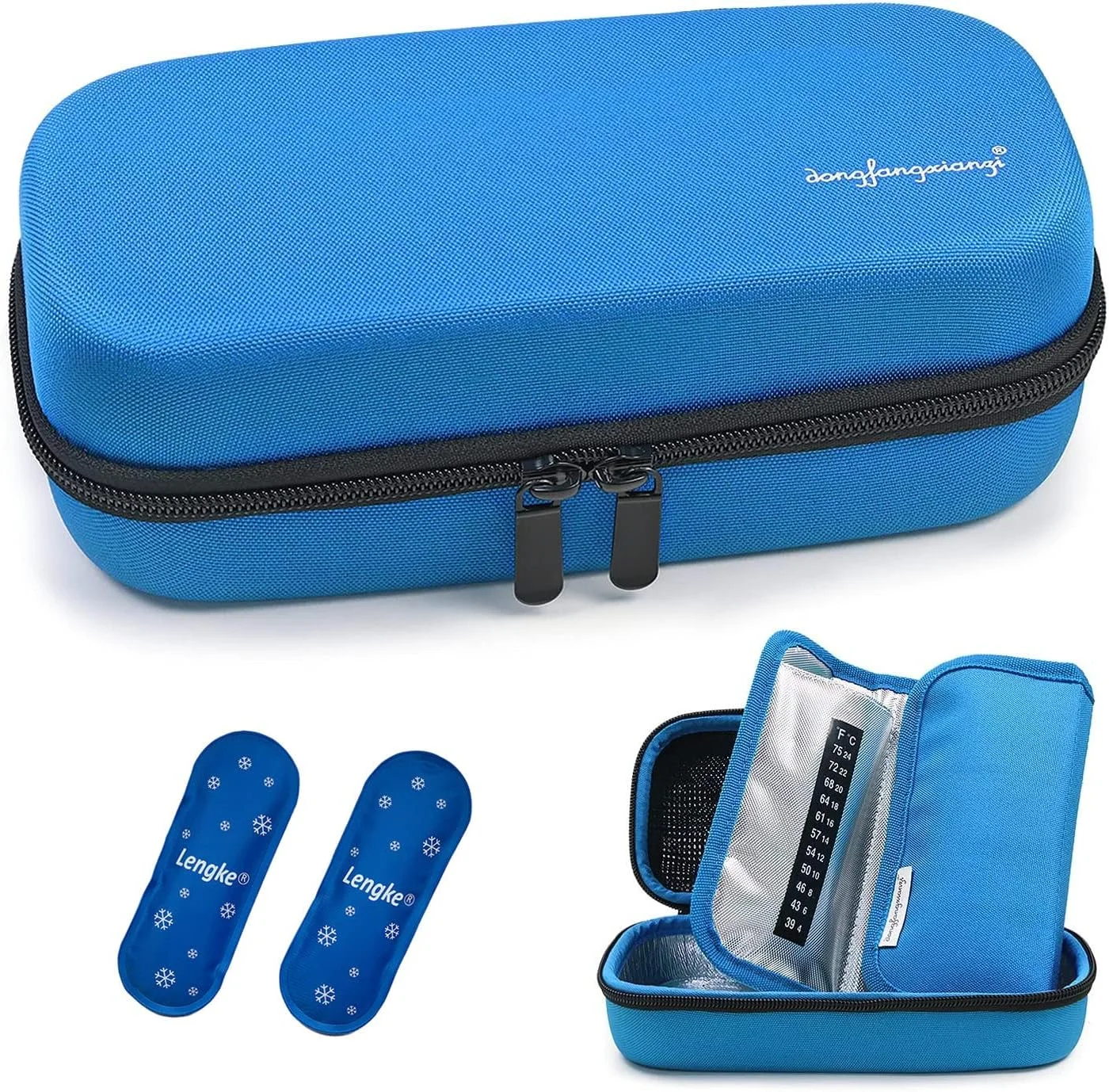 کیف خنک نگهدارنده انسولین LECCE - کیف عایق دار قابل حمل برای قلم انسولین، دستگاه قند خون و لوازم دیابتی با 2 بسته یخ خنک کننده (آبی) کیف خنک نگهدارنده انسولین LECCE - کیف عایق دار قابل حمل برای قلم انسولین، دستگاه قند خون و لوازم دیابتی با 2 بسته یخ خنک کننده (آبی)