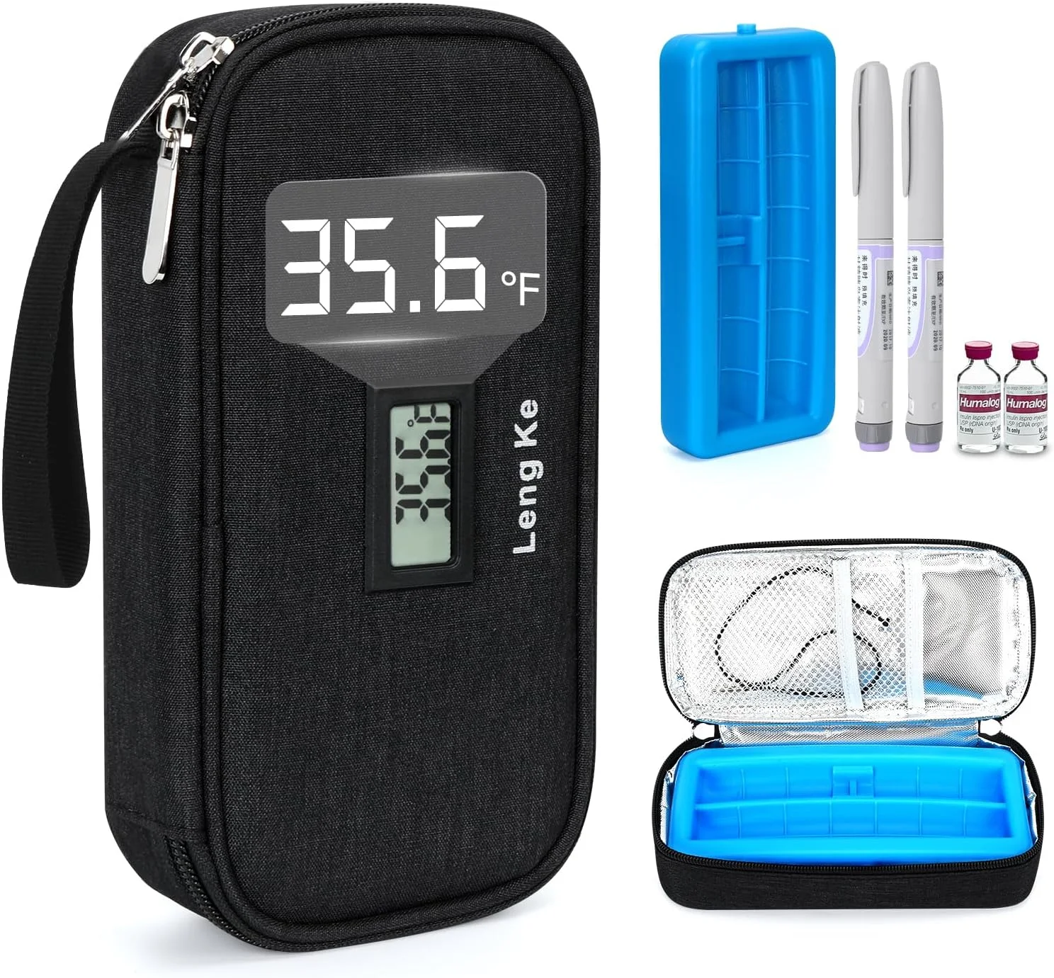 کیف خنک نگهدارنده انسولین LengKe، کیف مسافرتی دارو با قابلیت حمل در هواپیما و دارای آجر یخی محافظ، کیف خنک کننده داروی دیابتی با نمایشگر دما برای قلم و ویال (مشکی) کیف خنک نگهدارنده انسولین LengKe، کیف مسافرتی دارو با قابلیت حمل در هواپیما و دارای آجر یخی محافظ، کیف خنک کننده داروی دیابتی با نمایشگر دما برای قلم و ویال (مشکی)