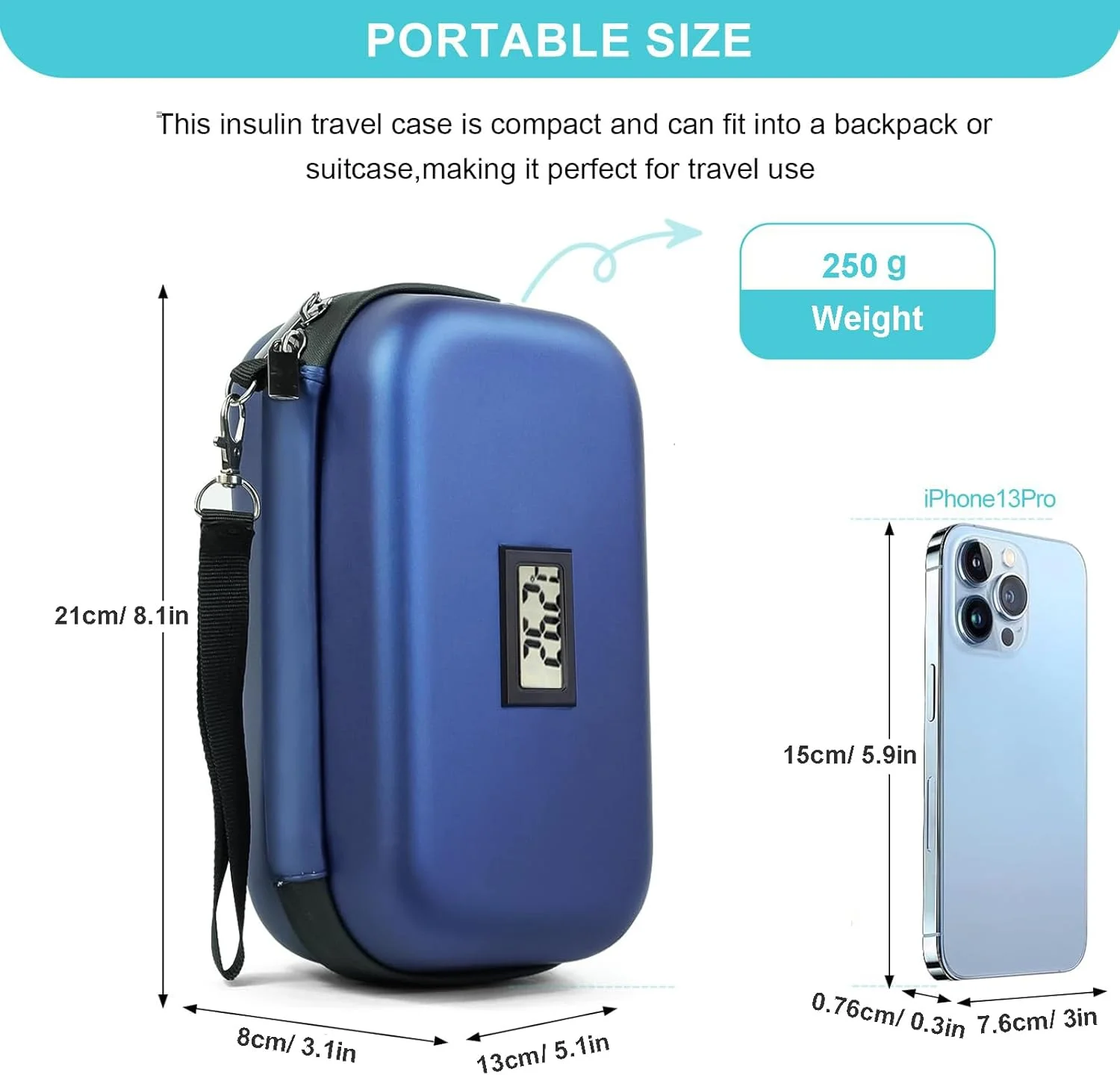 کیف خنک نگهدارنده انسولین 24 ساعته به همراه 2 کیسه یخ و نمایشگر دما، کیف خنک کننده مسافرتی عایق دار کیف خنک نگهدارنده انسولین 24 ساعته به همراه 2 کیسه یخ و نمایشگر دما، کیف خنک کننده مسافرتی عایق دار