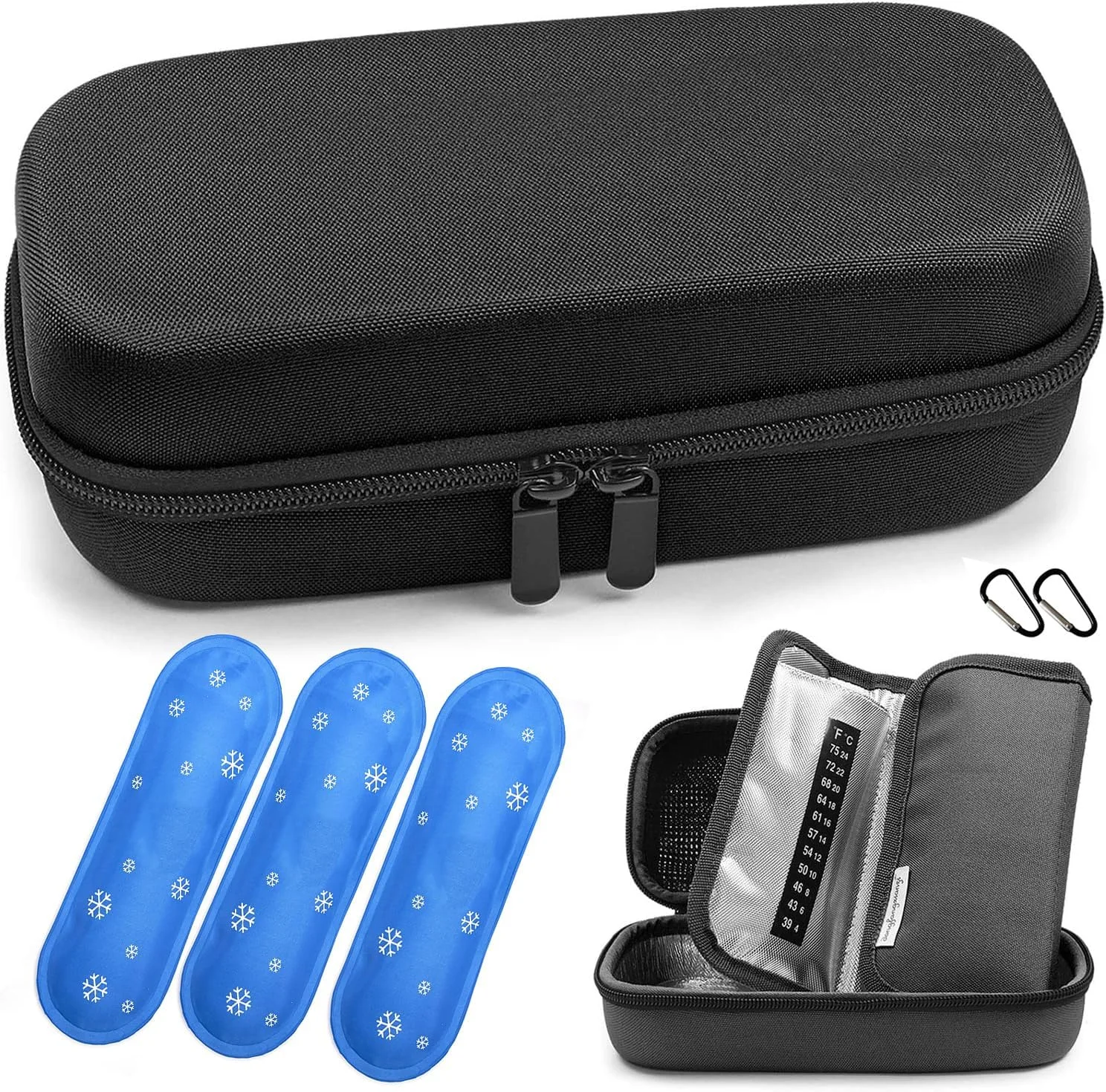 کیف خنک نگهدارنده انسولین، کیف عایق دار قابل حمل برای قلم انسولین و داروهای دیابتی به همراه 3 بسته یخ تایید شده کیف خنک نگهدارنده انسولین، کیف عایق دار قابل حمل برای قلم انسولین و داروهای دیابتی به همراه 3 بسته یخ تایید شده