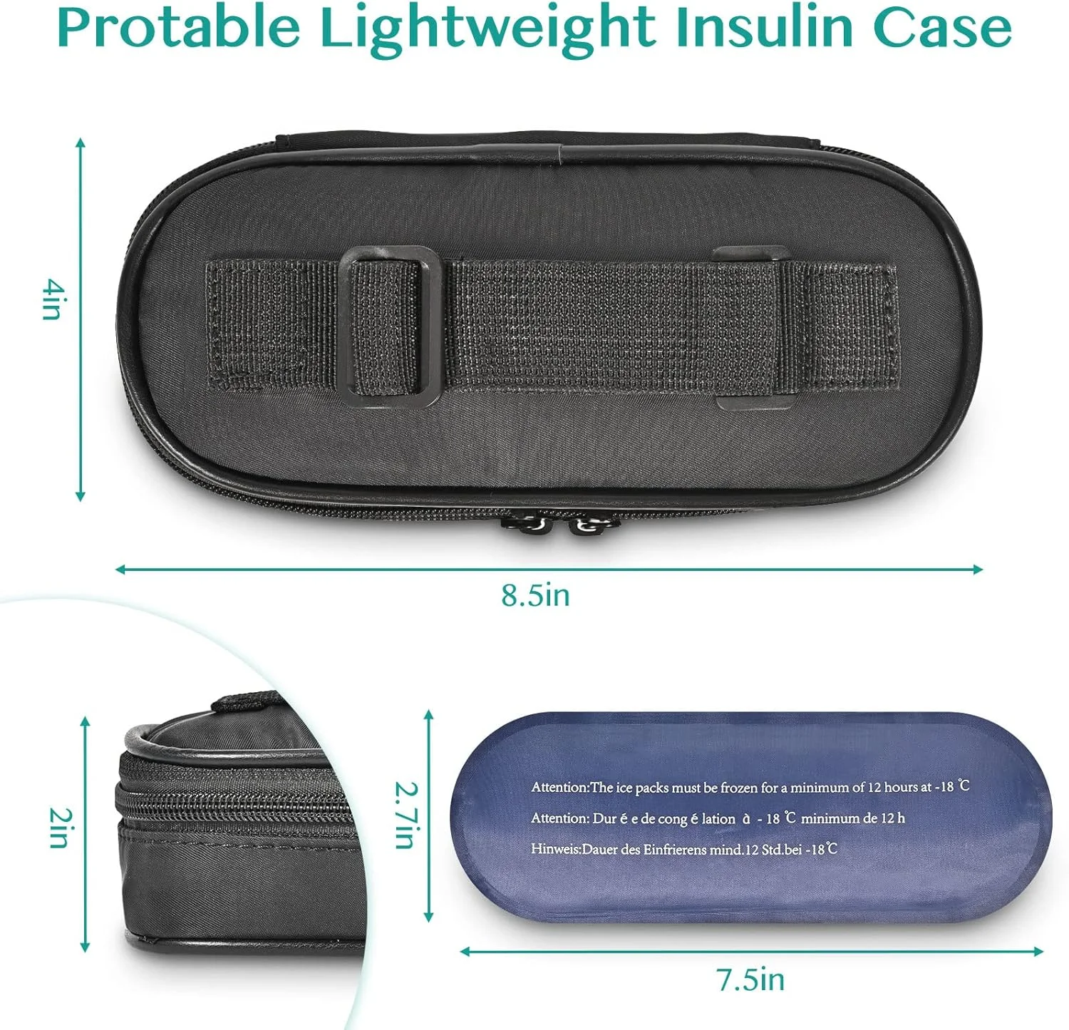 کیف خنک نگهدارنده انسولین Olaismln، کیف مسافرتی دیابتی برای قلم های انسولین، کیف کوچک عایق دار حمل دارو با 2 بسته یخ مورد تایید TSA کیف خنک نگهدارنده انسولین Olaismln، کیف مسافرتی دیابتی برای قلم های انسولین، کیف کوچک عایق دار حمل دارو با 2 بسته یخ مورد تایید TSA