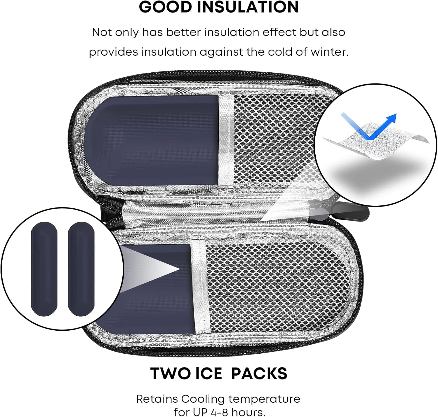 کیف خنک نگهدارنده انسولین MOSLA به همراه 2 بسته یخ قابل استفاده مجدد، کیف خنک کننده پزشکی قابل حمل برای دیابت و سایر لوازم دیابتی برای زندگی روزمره و سفر