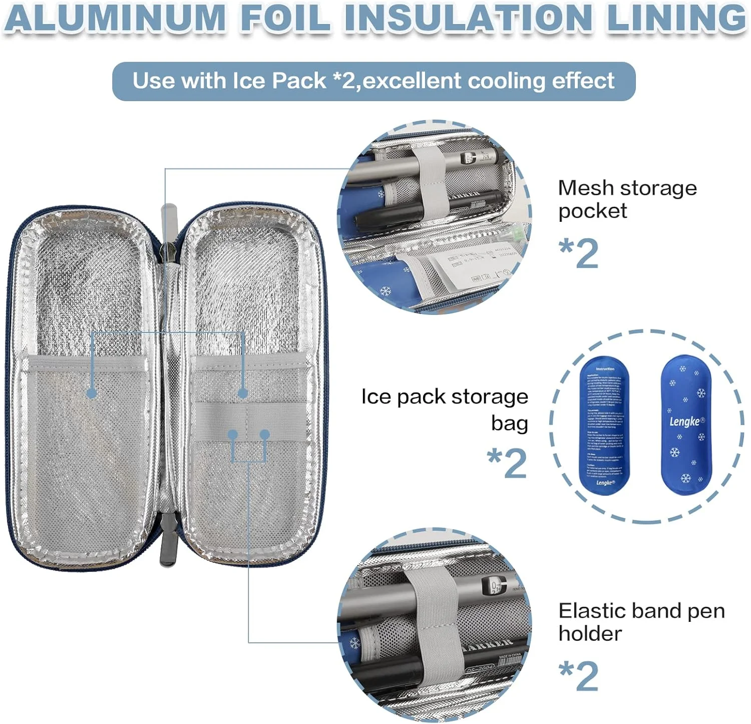 کیف خنک نگهدارنده انسولین MaBanocota، کیف مسافرتی سبک، بادوام و ضد آب با 2 بسته یخ برای لوازم انسولین (مشکی) کیف خنک نگهدارنده انسولین MaBanocota، کیف مسافرتی سبک، بادوام و ضد آب با 2 بسته یخ برای لوازم انسولین (مشکی)