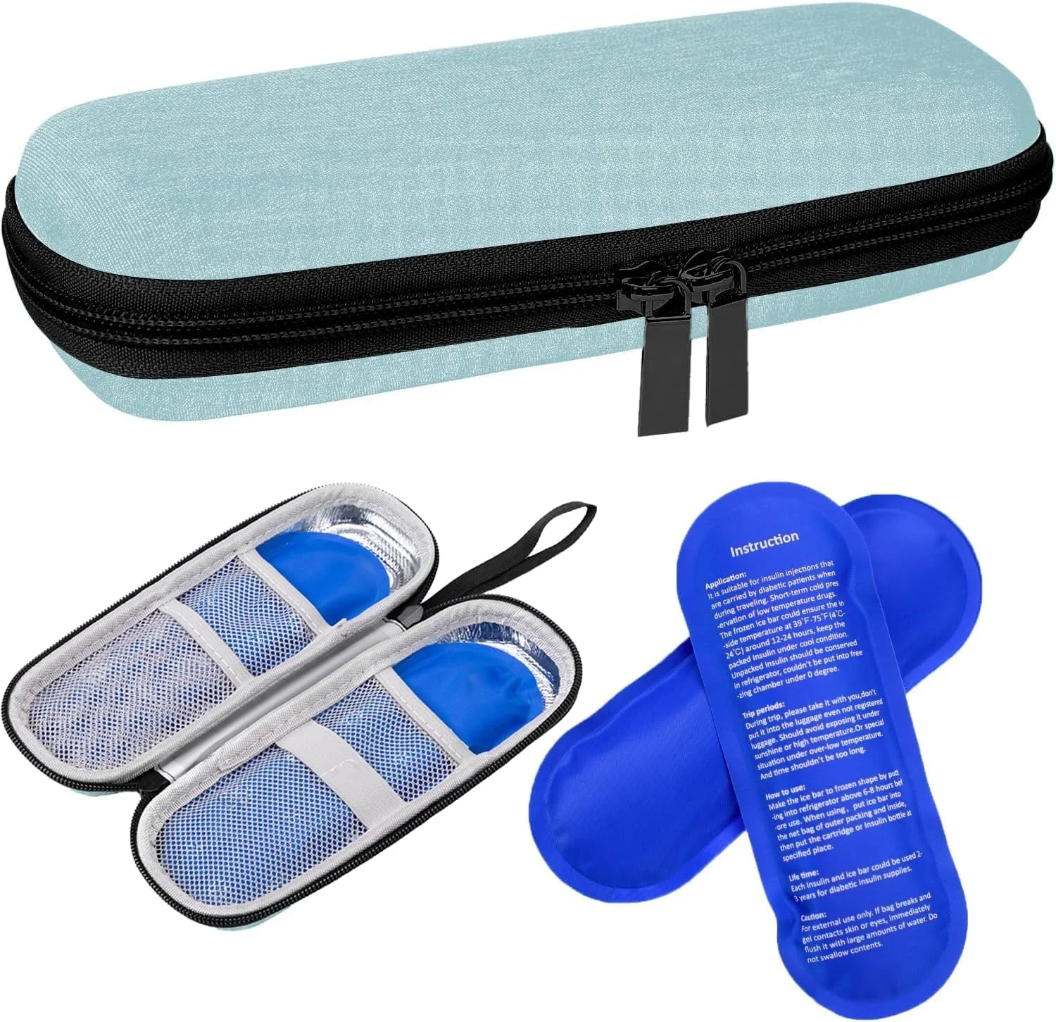 کیف خنک نگهدارنده دارو، کیف قابل حمل دارو با 2 بسته یخ، سازمان دهنده عایق بندی شده با جیب های توری برای داروی دیابتی، برای استفاده روزانه و سفر کیف خنک نگهدارنده دارو، کیف قابل حمل دارو با 2 بسته یخ، سازمان دهنده عایق بندی شده با جیب های توری برای داروی دیابتی، برای استفاده روزانه و سفر