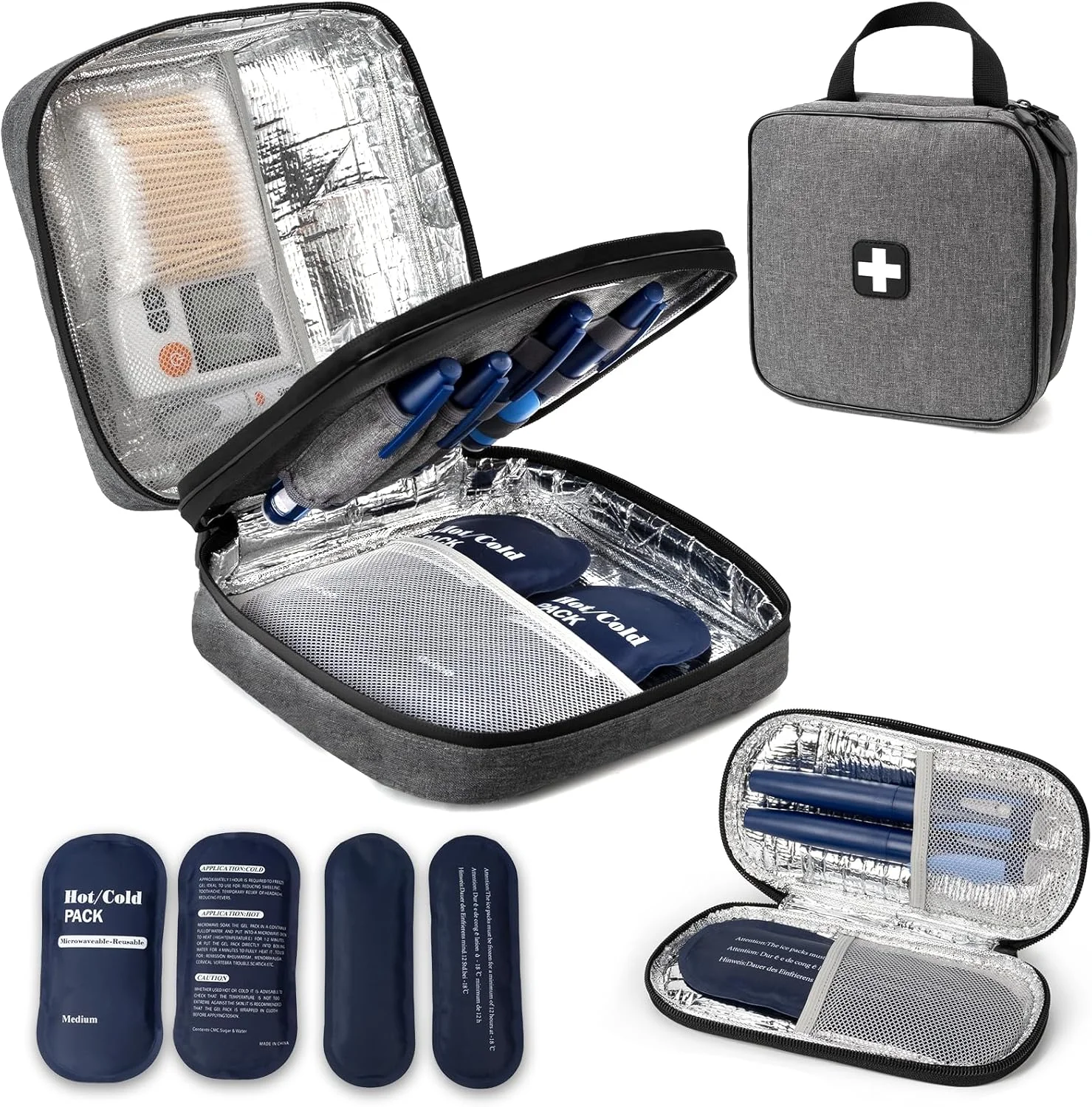 کیف خنک نگهدارنده قابل حمل انسولین، مورد تایید TSA، به همراه کیف کوچک خنک نگهدارنده قلم انسولین دیابتی، کیف عایق دیابتی با ظرفیت بالا برای قلم انسولین و لوازم دیابت به همراه 4 بسته یخ قابل استفاده مجدد کیف خنک نگهدارنده قابل حمل انسولین، مورد تایید TSA، به همراه کیف کوچک خنک نگهدارنده قلم انسولین دیابتی، کیف عایق دیابتی با ظرفیت بالا برای قلم انسولین و لوازم دیابت به همراه 4 بسته یخ قابل استفاده مجدد