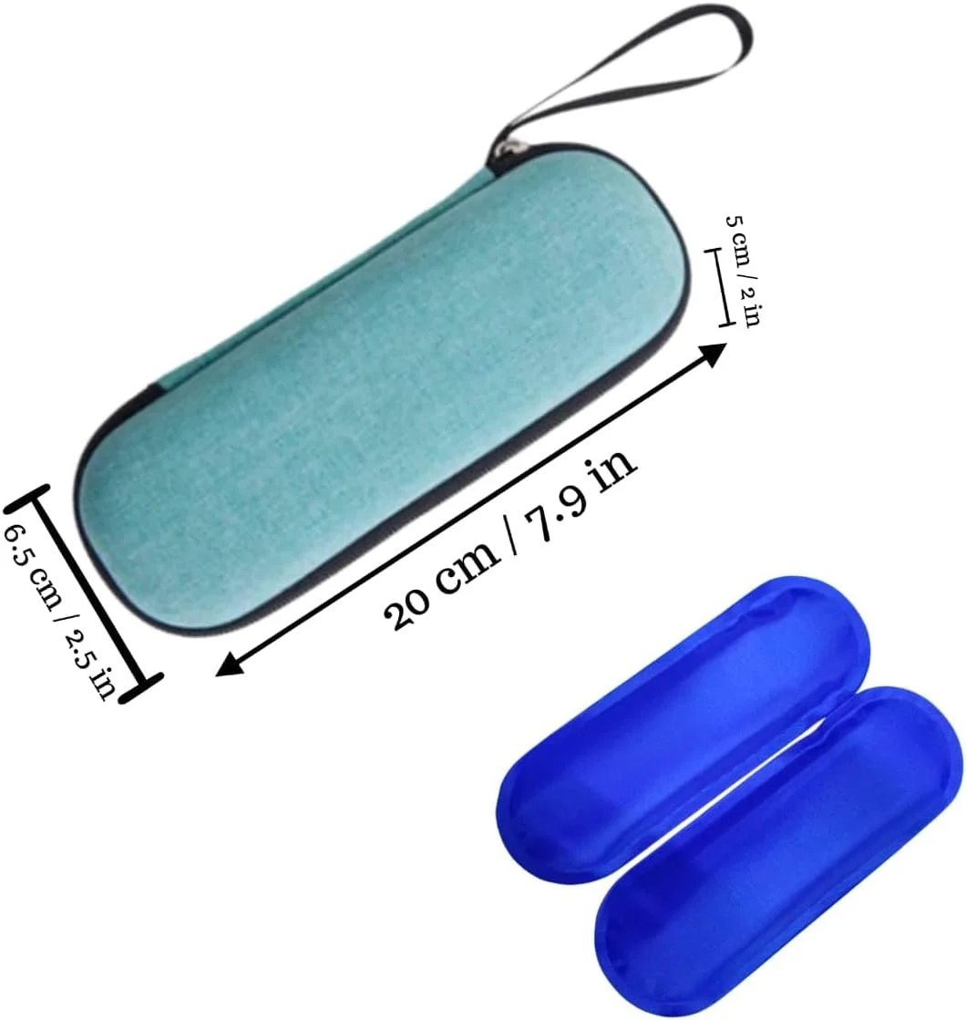 کیف خنک نگهدارنده دارو، کیف قابل حمل دارو با 2 بسته یخ، سازمان دهنده عایق بندی شده با جیب های توری برای داروی دیابتی، برای استفاده روزانه و سفر