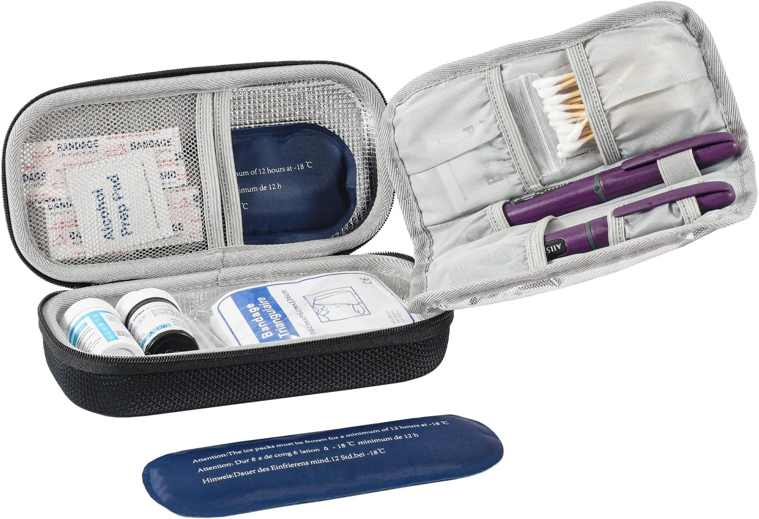 کیف خنک نگهدارنده انسولین ProCase به همراه 2 کیسه یخ، کیف قابل حمل خنک کننده دارو برای قلم های انسولین، سرنگ و سوزن - مشکی کیف خنک نگهدارنده انسولین ProCase به همراه 2 کیسه یخ، کیف قابل حمل خنک کننده دارو برای قلم های انسولین، سرنگ و سوزن - مشکی