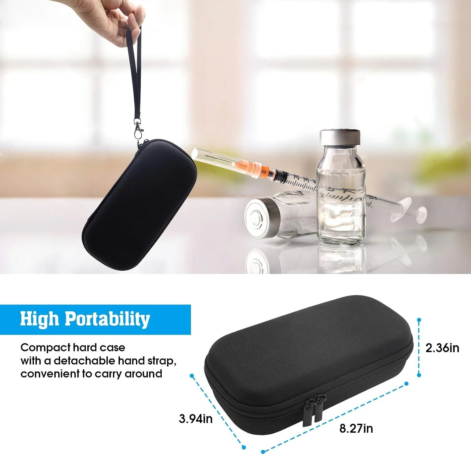 کیف خنک نگهدارنده انسولین ProCase به همراه 2 کیسه یخ، کیف قابل حمل خنک کننده دارو برای قلم های انسولین، سرنگ و سوزن - مشکی کیف خنک نگهدارنده انسولین ProCase به همراه 2 کیسه یخ، کیف قابل حمل خنک کننده دارو برای قلم های انسولین، سرنگ و سوزن - مشکی