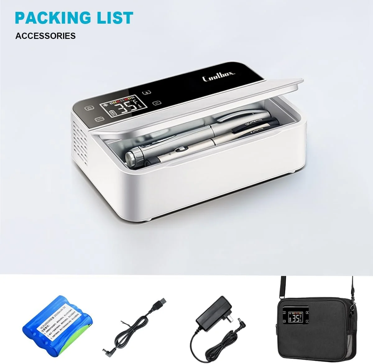 جعبه خنک کننده انسولین، صفحه نمایش LED دما فارنهایت با کنترل لمسی، کیف خنک کننده انسولین مورد تایید TSA، جعبه نگهداری دارو با قابلیت خنک سازی (فارنهایت کوچک) جعبه خنک کننده انسولین، صفحه نمایش LED دما فارنهایت با کنترل لمسی، کیف خنک کننده انسولین مورد تایید TSA، جعبه نگهداری دارو با قابلیت خنک سازی (فارنهایت کوچک)