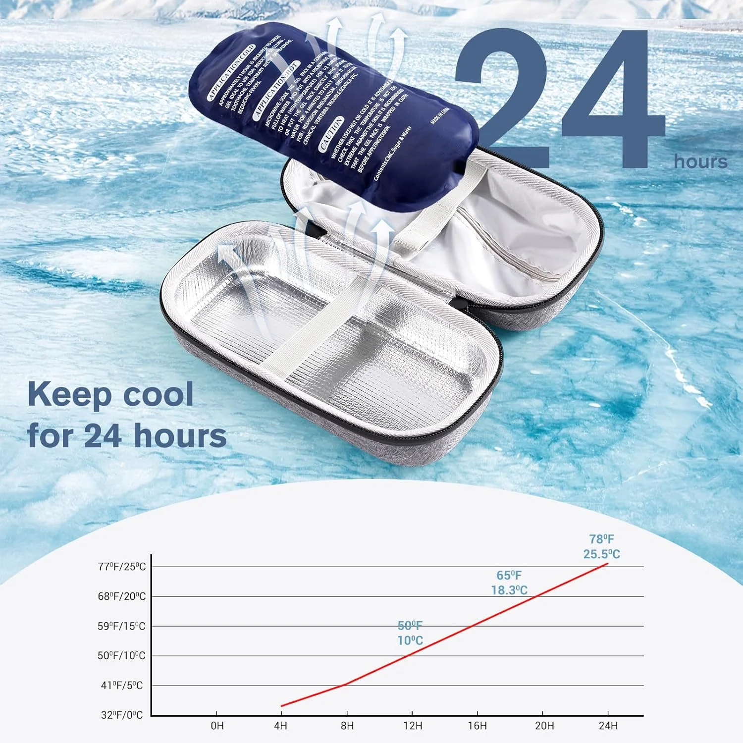 کیف خنک نگهدارنده انسولین ProCase با نمایشگر دماسنج، کیف سازمان دهنده دارویی دیابتی یخچال دار با 2 بسته یخ قابل استفاده مجدد، برای زندگی روزمره و مسافرت - خاکستری کیف خنک نگهدارنده انسولین ProCase با نمایشگر دماسنج، کیف سازمان دهنده دارویی دیابتی یخچال دار با 2 بسته یخ قابل استفاده مجدد، برای زندگی روزمره و مسافرت - خاکستری