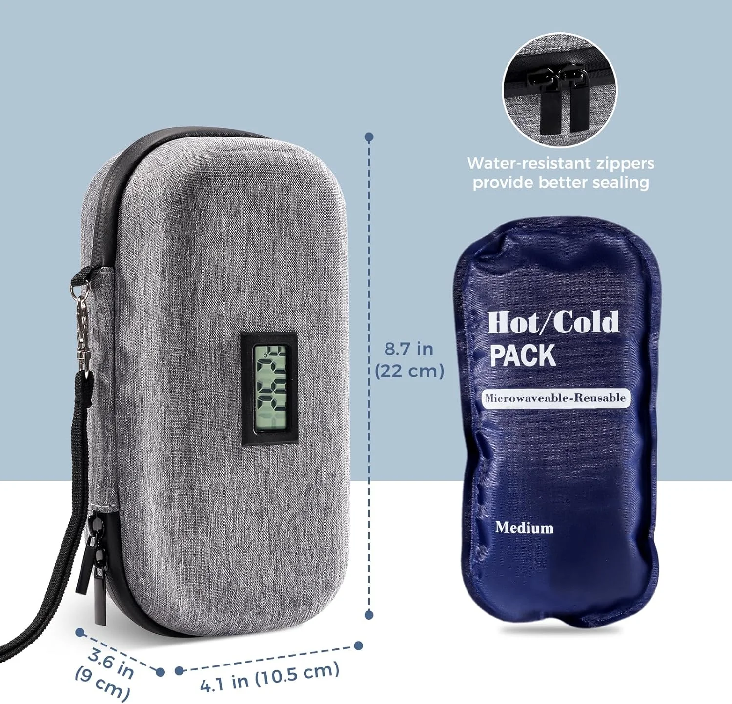 کیف خنک نگهدارنده انسولین ProCase با نمایشگر دماسنج، کیف سازمان دهنده دارویی دیابتی یخچال دار با 2 بسته یخ قابل استفاده مجدد، برای زندگی روزمره و مسافرت - خاکستری کیف خنک نگهدارنده انسولین ProCase با نمایشگر دماسنج، کیف سازمان دهنده دارویی دیابتی یخچال دار با 2 بسته یخ قابل استفاده مجدد، برای زندگی روزمره و مسافرت - خاکستری