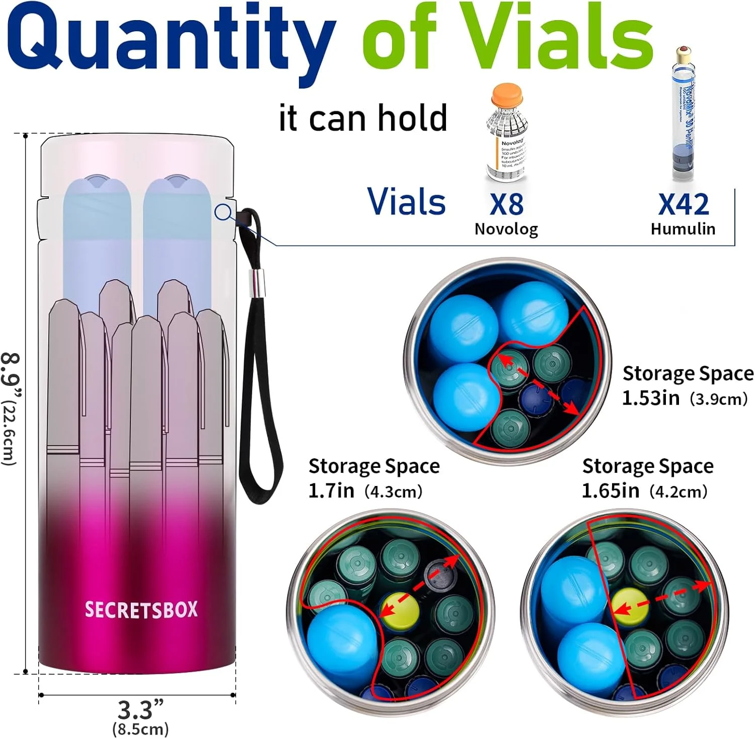 کیف خنک نگهدارنده قلم انسولین 42H 6-10، جعبه خنک کننده قابل حمل دارو برای مسافرت، جعبه خنک کننده بزرگ دارویی دیابتی مناسب مسافرت، جعبه خنک کننده مورد تایید TSA با بیوژل قابل تنظیم - قرمز