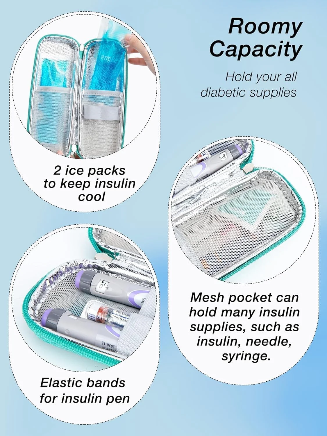 کیف خنک نگهدارنده مسافرتی ارتقا یافته Tazweeq، با 2 بسته یخ مورد تایید TSA، خنک کننده مسافرتی انسولین، خنک کننده قابل حمل برای مسافرت قرص، برای قلم انسولین و لوازم دستگاه تست قند خون کیف خنک نگهدارنده مسافرتی ارتقا یافته Tazweeq، با 2 بسته یخ مورد تایید TSA، خنک کننده مسافرتی انسولین، خنک کننده قابل حمل برای مسافرت قرص، برای قلم انسولین و لوازم دستگاه تست قند خون