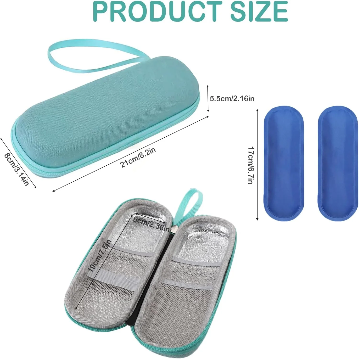 کیف خنک نگهدارنده قلم انسولین به همراه دو بسته یخ قابل استفاده مجدد - کیف عایق قابل حمل برای قلم های انسولین، سوزن ها و لوازم دیابتی برای مسافرت های روزانه (سبز نعنایی) کیف خنک نگهدارنده قلم انسولین به همراه دو بسته یخ قابل استفاده مجدد - کیف عایق قابل حمل برای قلم های انسولین، سوزن ها و لوازم دیابتی برای مسافرت های روزانه (سبز نعنایی)