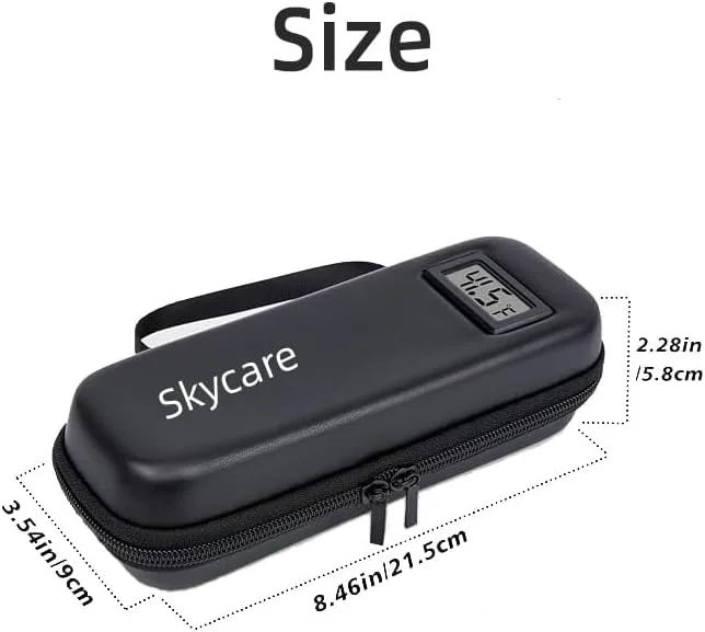 کیف خنک نگهدارنده انسولین Skycare - خنک نگهدارنده داروی دیابت مورد تایید TSA با نمایش دمای لحظه ای و 2 بسته یخ قابل استفاده مجدد (مشکی)