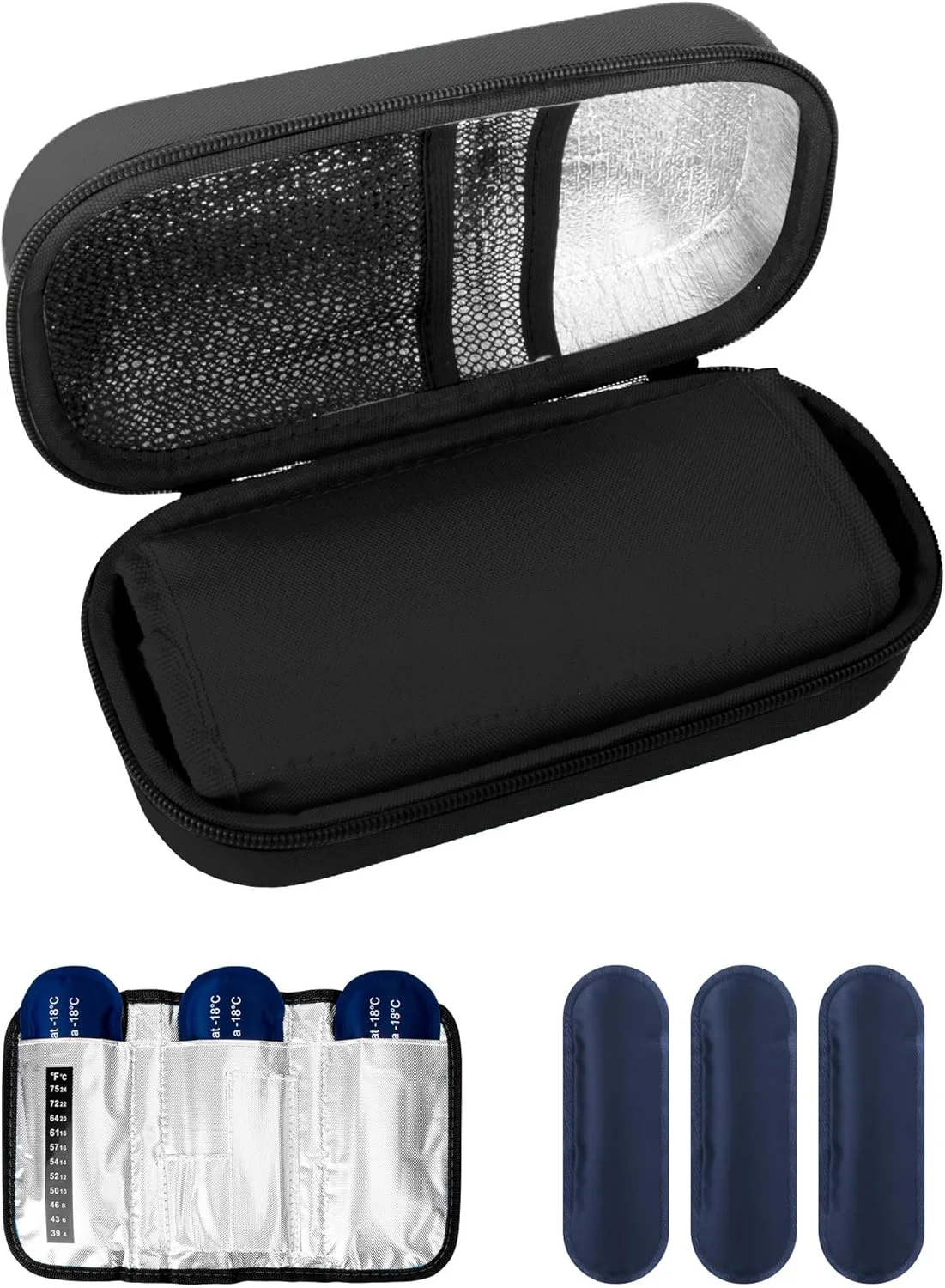 کیف خنک نگهدارنده قلم انسولین URbazaar، کیف عایق دارویی دیابتی با 3 بسته یخ قابل استفاده مجدد، کیف خنک کننده انسولین قابل حمل برای استفاده روزانه و سفر (مشکی) کیف خنک نگهدارنده قلم انسولین URbazaar، کیف عایق دارویی دیابتی با 3 بسته یخ قابل استفاده مجدد، کیف خنک کننده انسولین قابل حمل برای استفاده روزانه و سفر (مشکی)