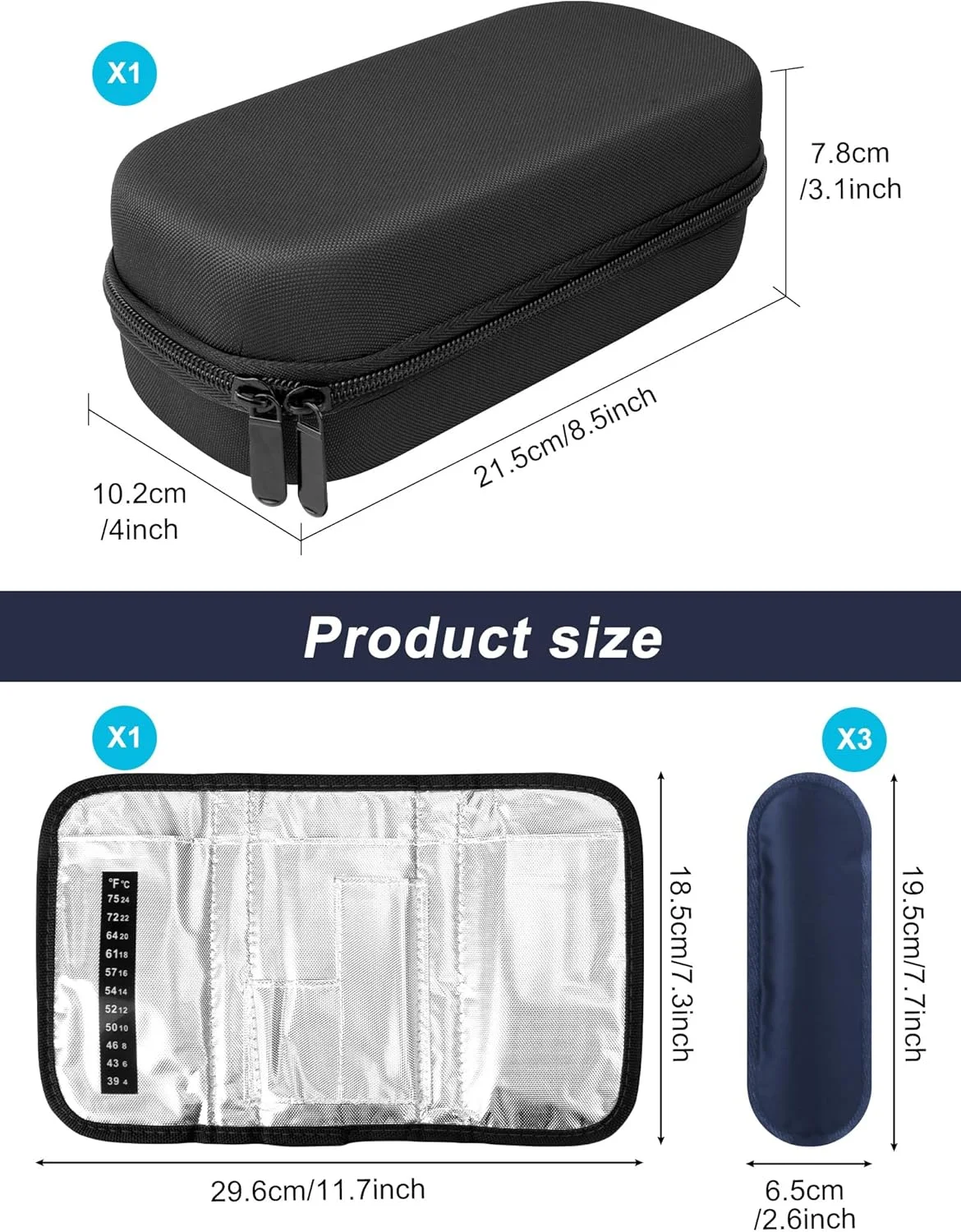 کیف خنک نگهدارنده قلم انسولین URbazaar، کیف عایق دارویی دیابتی با 3 بسته یخ قابل استفاده مجدد، کیف خنک کننده انسولین قابل حمل برای استفاده روزانه و سفر (مشکی) کیف خنک نگهدارنده قلم انسولین URbazaar، کیف عایق دارویی دیابتی با 3 بسته یخ قابل استفاده مجدد، کیف خنک کننده انسولین قابل حمل برای استفاده روزانه و سفر (مشکی)