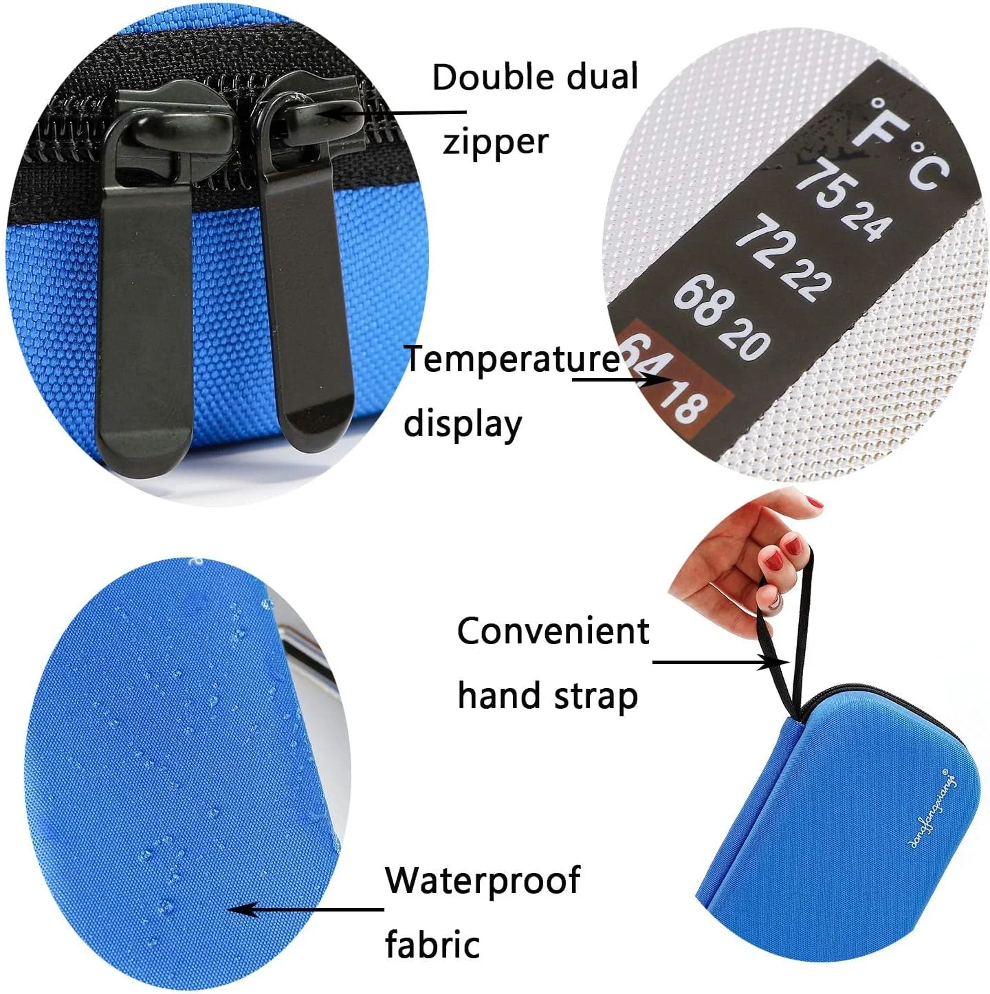 کیف خنک نگهدارنده قابل حمل انسولین، با نمایشگر دما، بدنه سخت EVA ضد آب، لوازم پزشکی، کیف خنک کننده عایق دارویی مناسب برای افراد دیابتی به همراه 3 بسته یخ (آبی) کیف خنک نگهدارنده قابل حمل انسولین، با نمایشگر دما، بدنه سخت EVA ضد آب، لوازم پزشکی، کیف خنک کننده عایق دارویی مناسب برای افراد دیابتی به همراه 3 بسته یخ (آبی)