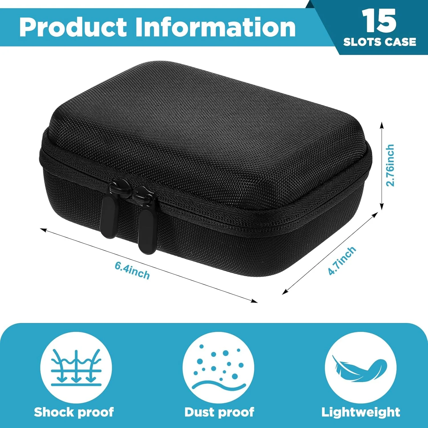 کیف حمل و نگهداری 15 ویال پپتید انسولین یخچال، کیف محافظ نگهدارنده ویال، مناسب برای ویال های استاندارد 10 میلی لیتری، سازمان دهنده کیف مسافرتی خنک کننده انسولین محافظ دیابت (مشکی)