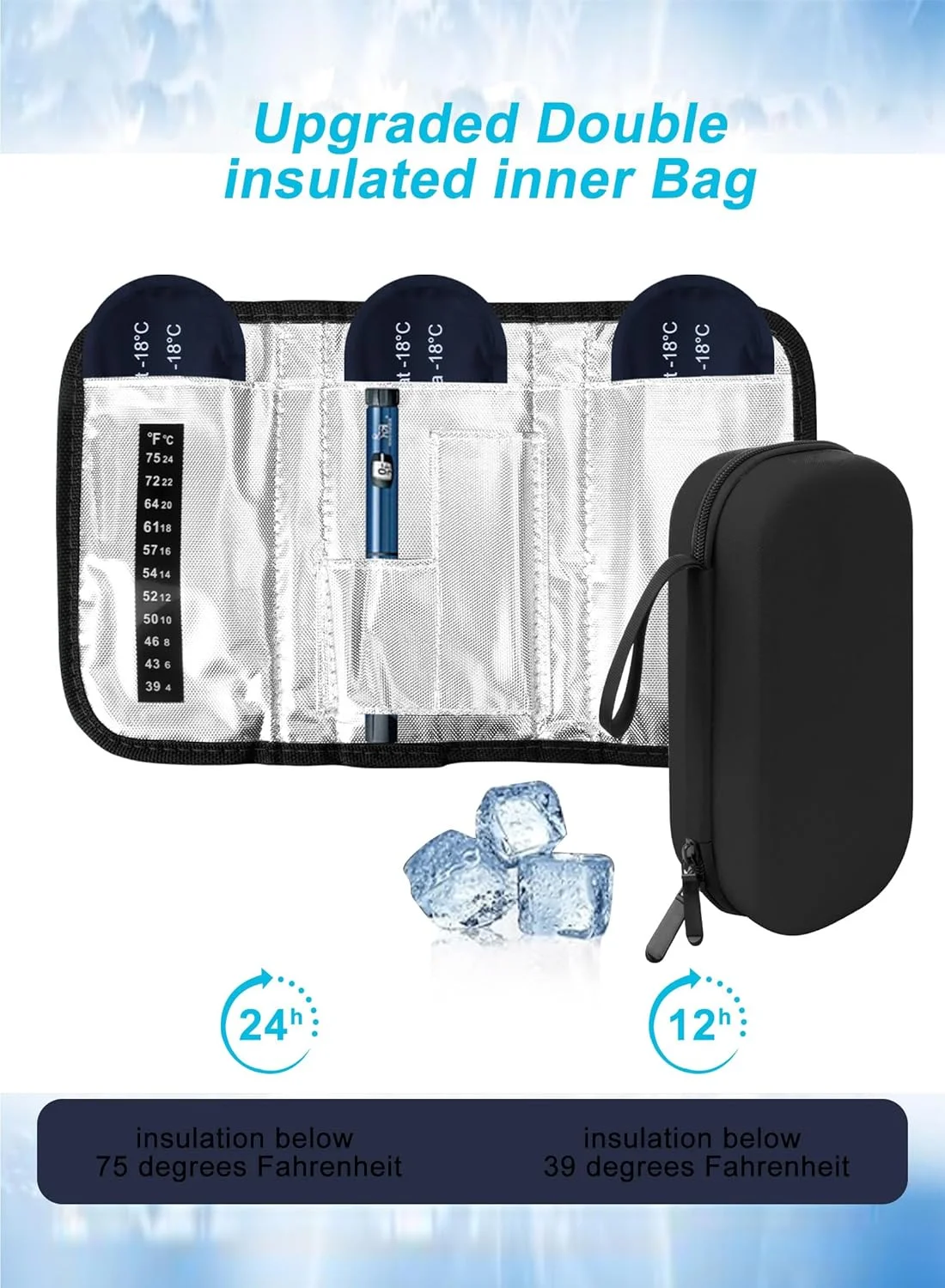 کیف خنک نگهدارنده قلم انسولین URbazaar، کیف عایق دارویی دیابتی با 3 بسته یخ قابل استفاده مجدد، کیف خنک کننده انسولین قابل حمل برای استفاده روزانه و سفر (مشکی) کیف خنک نگهدارنده قلم انسولین URbazaar، کیف عایق دارویی دیابتی با 3 بسته یخ قابل استفاده مجدد، کیف خنک کننده انسولین قابل حمل برای استفاده روزانه و سفر (مشکی)