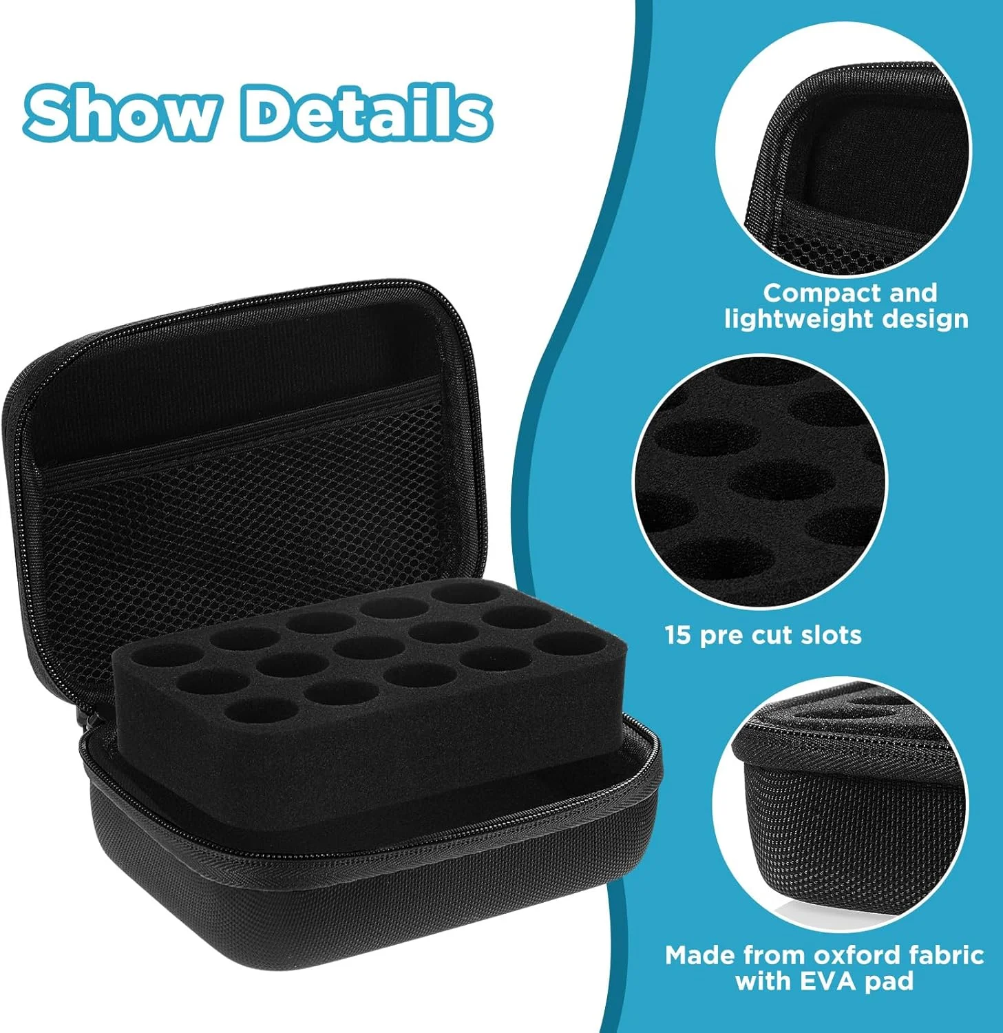 کیف حمل و نگهداری 15 ویال پپتید انسولین یخچال، کیف محافظ نگهدارنده ویال، مناسب برای ویال های استاندارد 10 میلی لیتری، سازمان دهنده کیف مسافرتی خنک کننده انسولین محافظ دیابت (مشکی)