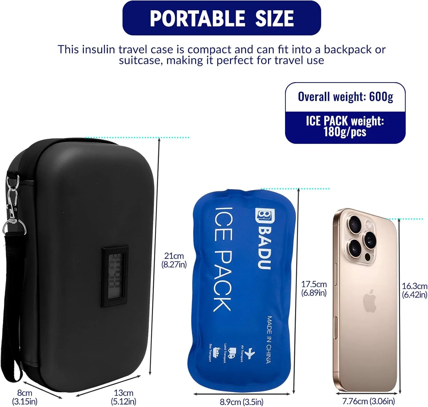 کیف خنک نگهدارنده انسولین با نمایشگر دمای سانتیگراد، کیف عایق دار داروهای دیابتی به همراه 2 کیسه یخ برای قلم انسولین و سایر لوازم دیابتی برای مسافرت و استفاده روزانه کیف خنک نگهدارنده انسولین با نمایشگر دمای سانتیگراد، کیف عایق دار داروهای دیابتی به همراه 2 کیسه یخ برای قلم انسولین و سایر لوازم دیابتی برای مسافرت و استفاده روزانه