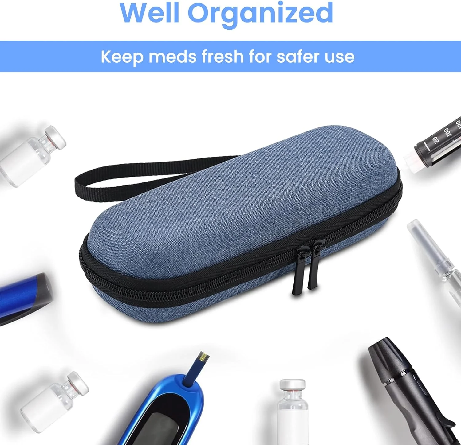 کیف خنک نگهدارنده دارو Wisfunlly، کیف خنک کننده برای سازماندهی و نگهداری قلم دارو، سازمان دهنده عایق دارویی مناسب برای زندگی روزمره و سفر (بدون بسته های یخ و قلم دارو)