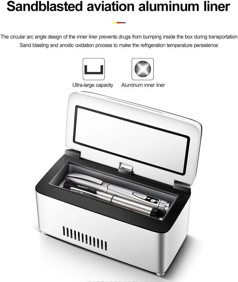 یخچال قابل حمل انسولین Zertylre با صفحه نمایش LCD، جعبه خنک کننده کوچک USB با دمای ثابت 2-8 درجه سانتیگراد، دارای آلارم برای خودرو، مسافرت، خانه، 1 باتری یخچال قابل حمل انسولین Zertylre با صفحه نمایش LCD، جعبه خنک کننده کوچک USB با دمای ثابت 2-8 درجه سانتیگراد، دارای آلارم برای خودرو، مسافرت، خانه، 1 باتری