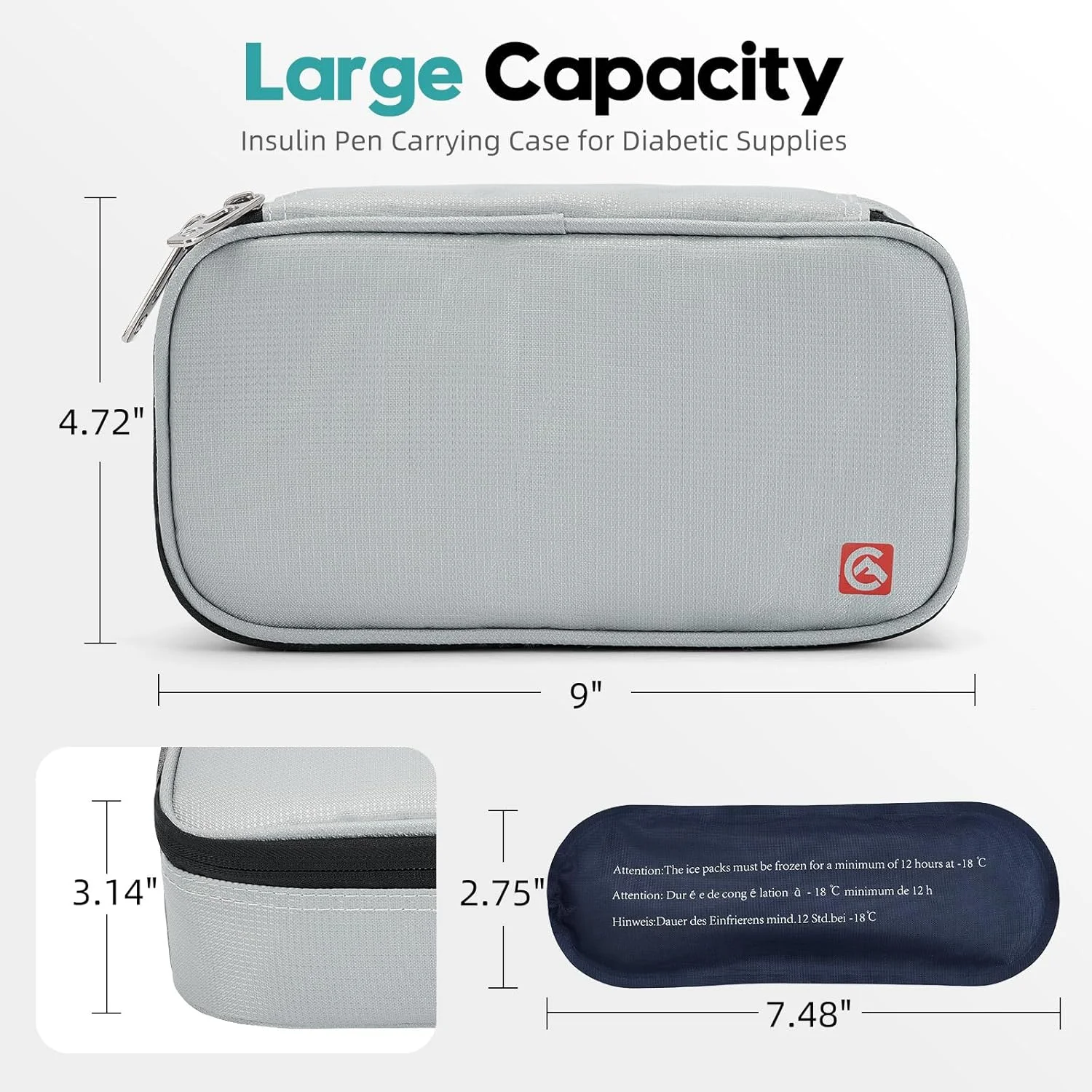 کیف خنک نگهدارنده دارو ALLCAMP OUTDOOR GEAR با 4 بسته یخ و آستر عایق برای سازماندهی داروها (22.86x 11.98x 7.97 سانتی متر) کیف خنک نگهدارنده دارو ALLCAMP OUTDOOR GEAR با 4 بسته یخ و آستر عایق برای سازماندهی داروها (22.86x 11.98x 7.97 سانتی متر)