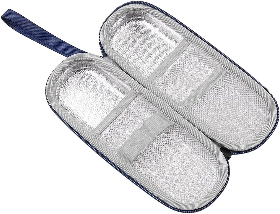 کیف حمل قلم انسولین ANCLLO، کیف مسافرتی دیابتی با 2 بسته یخ نایلونی، کیف خنک کننده انسولین برای لوازم دیابتی، کیف حمل انسولین، آبی