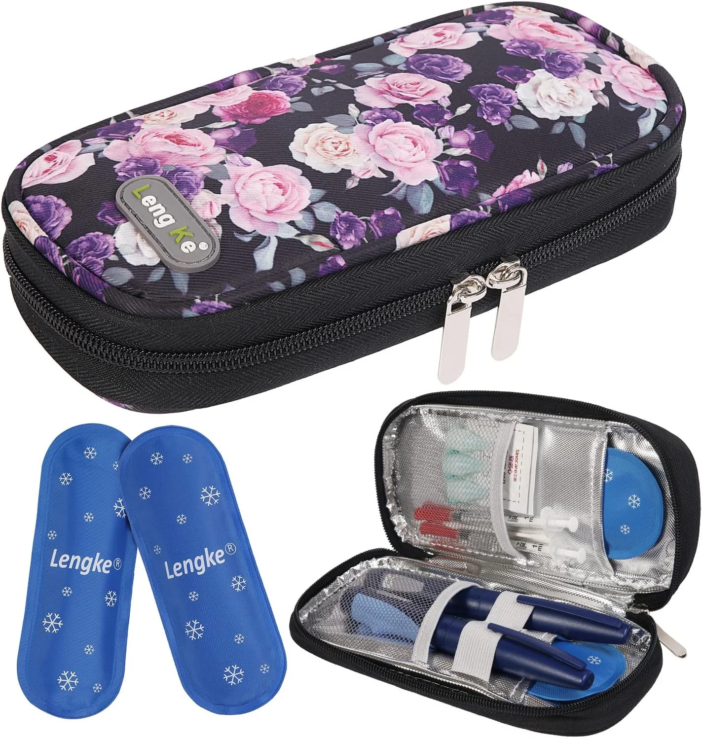 کیف خنک نگهدارنده انسولین BOMKEE برای افراد دیابتی، کیف قلم انسولین، کیف حمل قلم انسولین مسافرتی، کیف انسولین، کیف خنک کننده دارو، کیف حمل با 2 بسته یخ