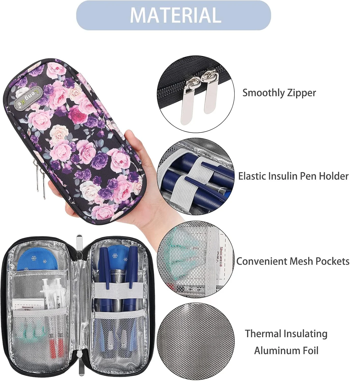 کیف خنک نگهدارنده انسولین BOMKEE برای افراد دیابتی، کیف قلم انسولین، کیف حمل قلم انسولین مسافرتی، کیف انسولین، کیف خنک کننده دارو، کیف حمل با 2 بسته یخ کیف خنک نگهدارنده انسولین BOMKEE برای افراد دیابتی، کیف قلم انسولین، کیف حمل قلم انسولین مسافرتی، کیف انسولین، کیف خنک کننده دارو، کیف حمل با 2 بسته یخ