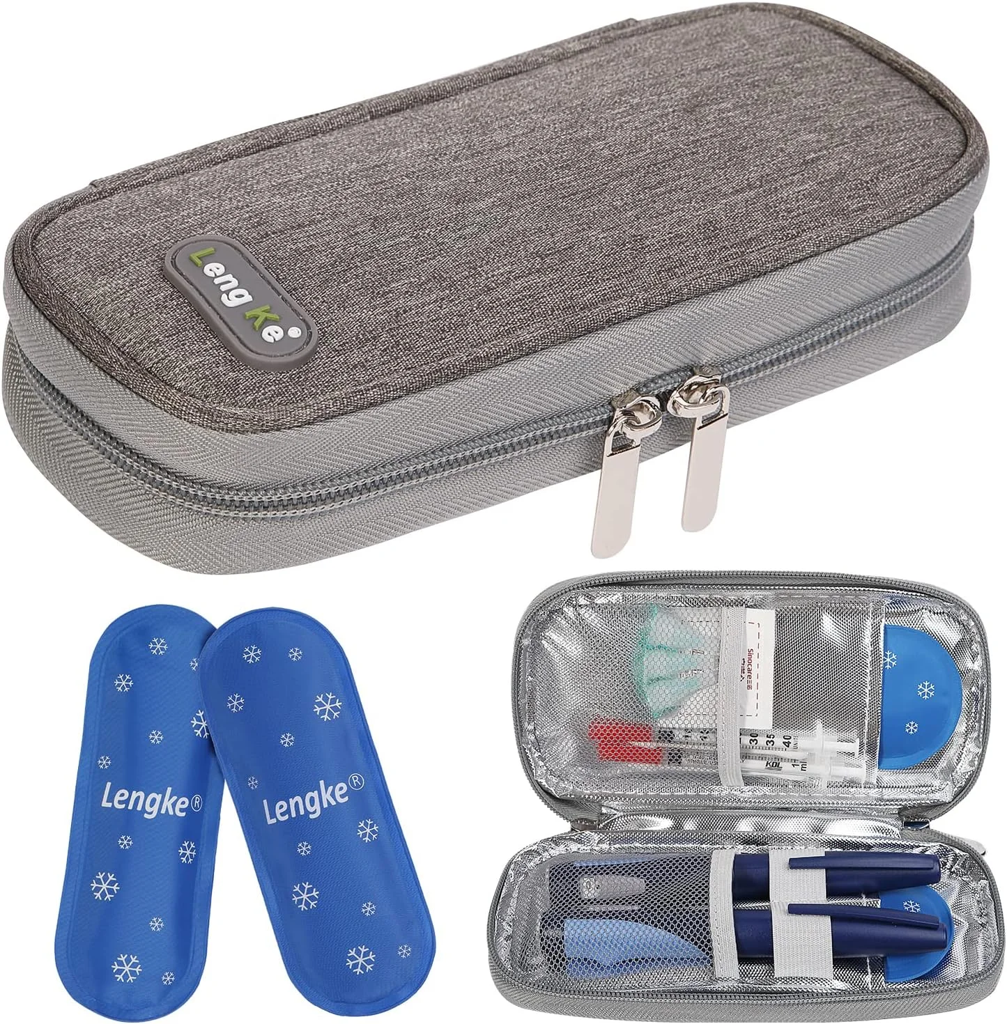 کیف خنک نگهدارنده انسولین BOMKEE، کیف حمل قابل حمل قلم انسولین، سازمان دهنده کیف خنک کننده برای لوازم دیابتی با 2 بسته یخ