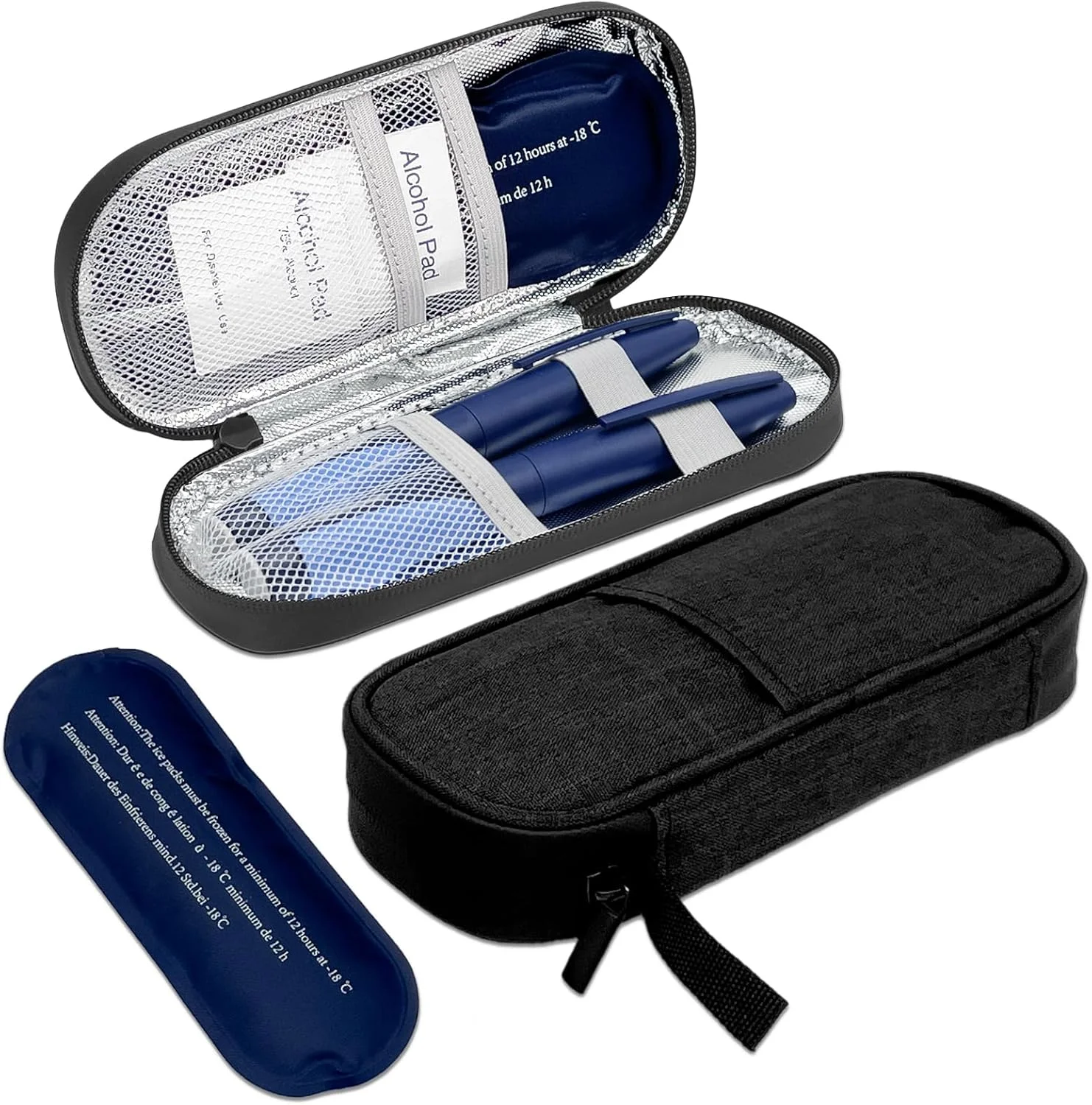 کیف خنک نگهدارنده قلم انسولین با 2 کیسه یخ، کیف حمل عایق دار داروهای دیابتی برای قلم انسولین و سایر لوازم دیابتی، کوچک و جمع و جور برای زندگی روزمره و سفر (مشکی، M) کیف خنک نگهدارنده قلم انسولین با 2 کیسه یخ، کیف حمل عایق دار داروهای دیابتی برای قلم انسولین و سایر لوازم دیابتی، کوچک و جمع و جور برای زندگی روزمره و سفر (مشکی، M)