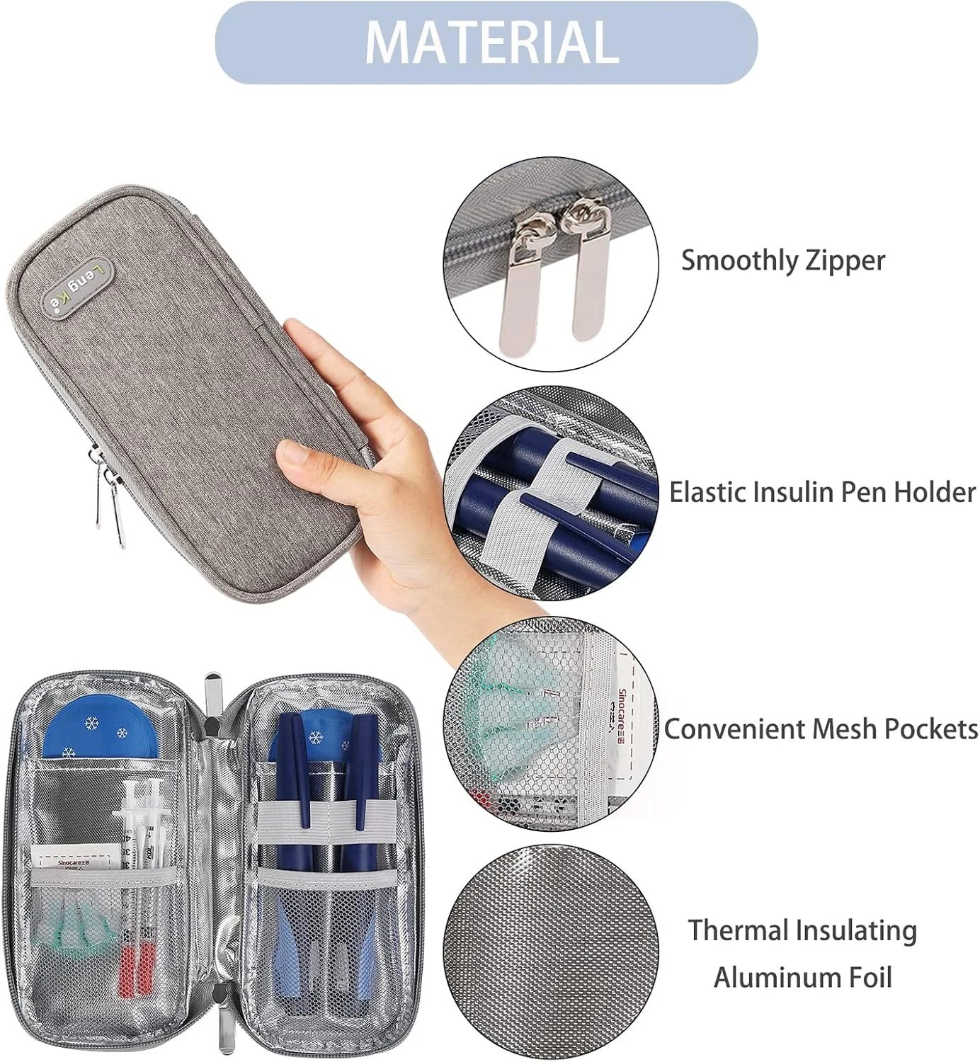 کیف خنک نگهدارنده انسولین BOMKEE، کیف حمل قابل حمل قلم انسولین، سازمان دهنده کیف خنک کننده برای لوازم دیابتی با 2 بسته یخ کیف خنک نگهدارنده انسولین BOMKEE، کیف حمل قابل حمل قلم انسولین، سازمان دهنده کیف خنک کننده برای لوازم دیابتی با 2 بسته یخ