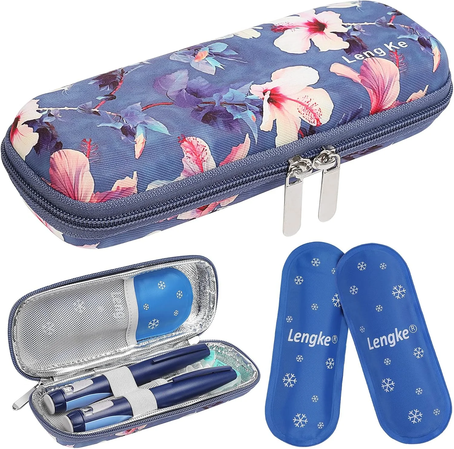 کیف خنک نگهدارنده انسولین BOMKEE، کیف حمل قابل حمل قلم انسولین دیابتی، سازمان دهنده لوازم قلم انسولین با 2 بسته یخ، طرح گلدار، جمع و جور کیف خنک نگهدارنده انسولین BOMKEE، کیف حمل قابل حمل قلم انسولین دیابتی، سازمان دهنده لوازم قلم انسولین با 2 بسته یخ، طرح گلدار، جمع و جور