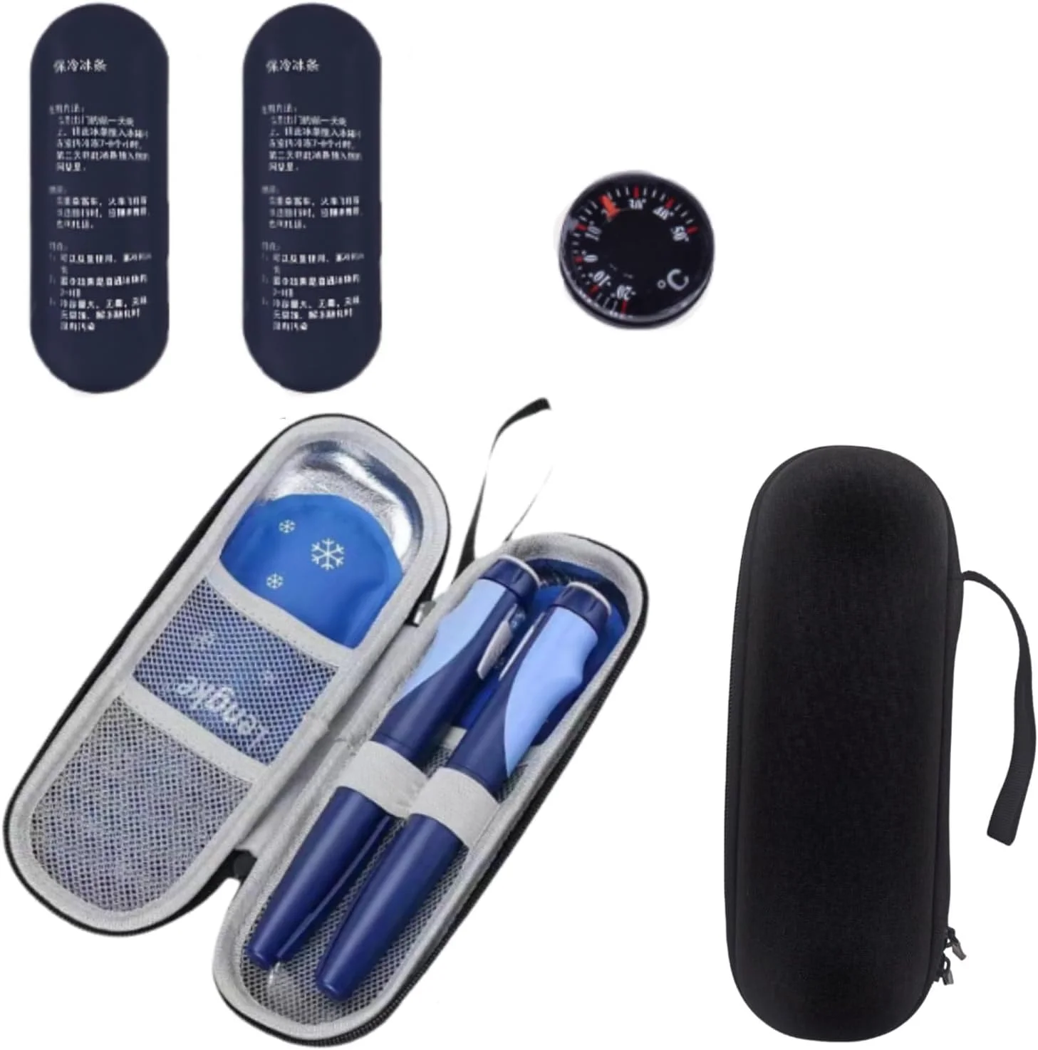 کیف خنک نگهدارنده انسولین، جعبه خنک کننده دارو، کیف قلم انسولین با نمایشگر دما، کیف عایق دارو، قابل حمل با 2 بسته یخ برای وسایل دیابتی کیف خنک نگهدارنده انسولین، جعبه خنک کننده دارو، کیف قلم انسولین با نمایشگر دما، کیف عایق دارو، قابل حمل با 2 بسته یخ برای وسایل دیابتی