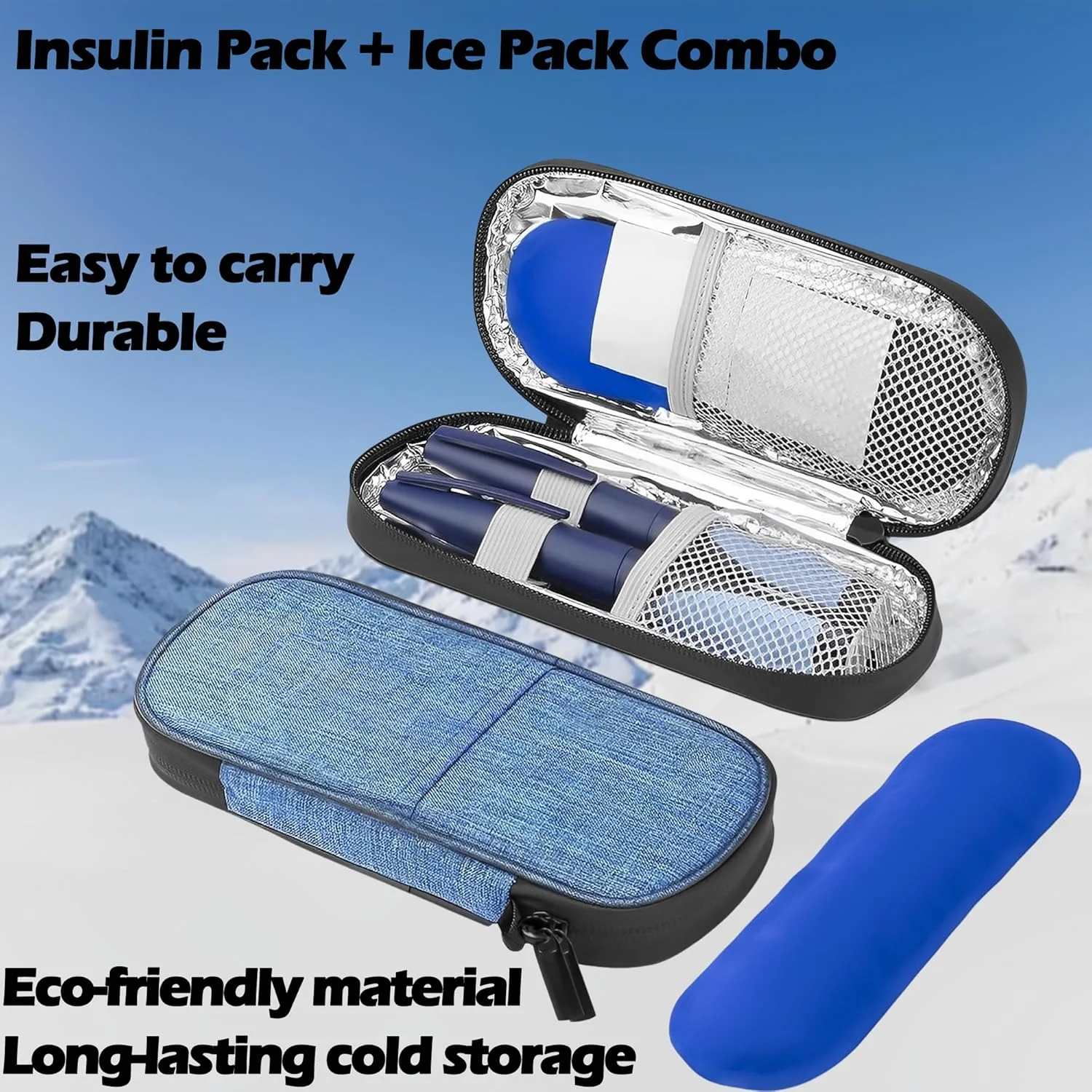 کیف خنک نگهدارنده انسولین CXAFQ آبی با میله یخ آبی، کیف قلم انسولین، کیف مسافرتی خنک کننده انسولین، طراحی قابل حمل، قابل استفاده برای نگهداری انسولین یا مواد غذایی که نیاز به خنک نگه داشتن دارند کیف خنک نگهدارنده انسولین CXAFQ آبی با میله یخ آبی، کیف قلم انسولین، کیف مسافرتی خنک کننده انسولین، طراحی قابل حمل، قابل استفاده برای نگهداری انسولین یا مواد غذایی که نیاز به خنک نگه داشتن دارند