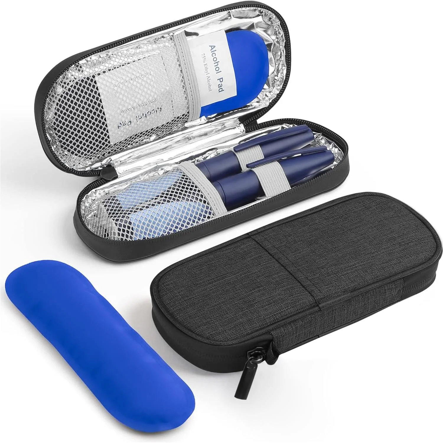 کیف خنک نگهدارنده قلم انسولین به همراه 2 بسته یخ 90 گرمی تایید شده، کیف عایق خنک کننده برای قلم های انسولین، جمع و جور برای زندگی روزمره و سفرها کیف خنک نگهدارنده قلم انسولین به همراه 2 بسته یخ 90 گرمی تایید شده، کیف عایق خنک کننده برای قلم های انسولین، جمع و جور برای زندگی روزمره و سفرها