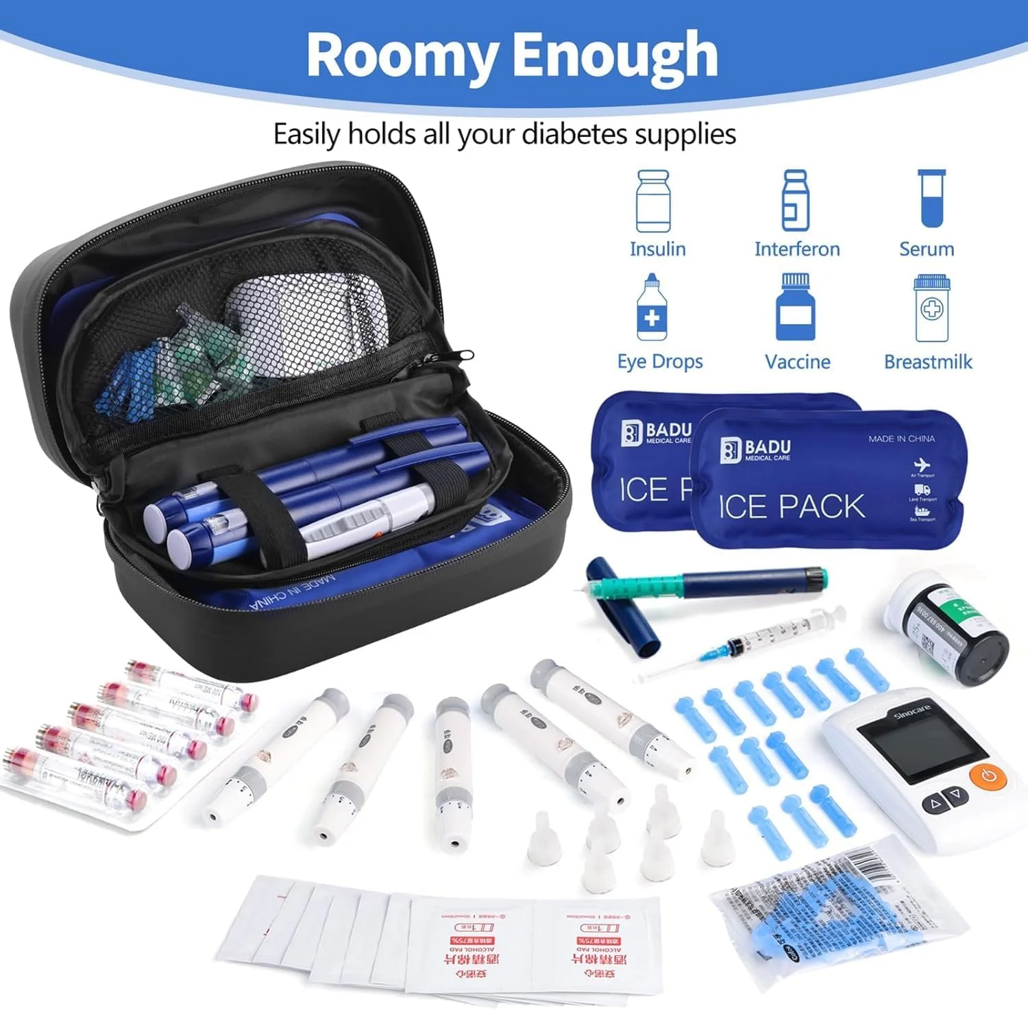 کیف خنک نگهدارنده دارو مسافرتی با نمایشگر دماسنج – سازمان دهنده قابل حمل داروهای دیابتی با 2 بسته یخ قابل استفاده مجدد (مشکی) کیف خنک نگهدارنده دارو مسافرتی با نمایشگر دماسنج – سازمان دهنده قابل حمل داروهای دیابتی با 2 بسته یخ قابل استفاده مجدد (مشکی)
