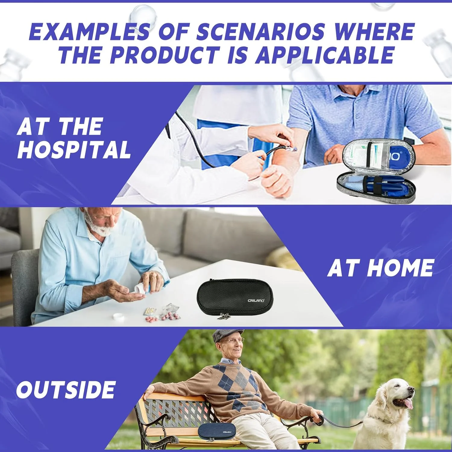 کیف خنک نگهدارنده انسولین Drasry، کیف عایق دار مخصوص دیابتی ها، کیف لوازم پزشکی به همراه 2 بسته یخ و لایه عایق برای مسافرت (مشکی)