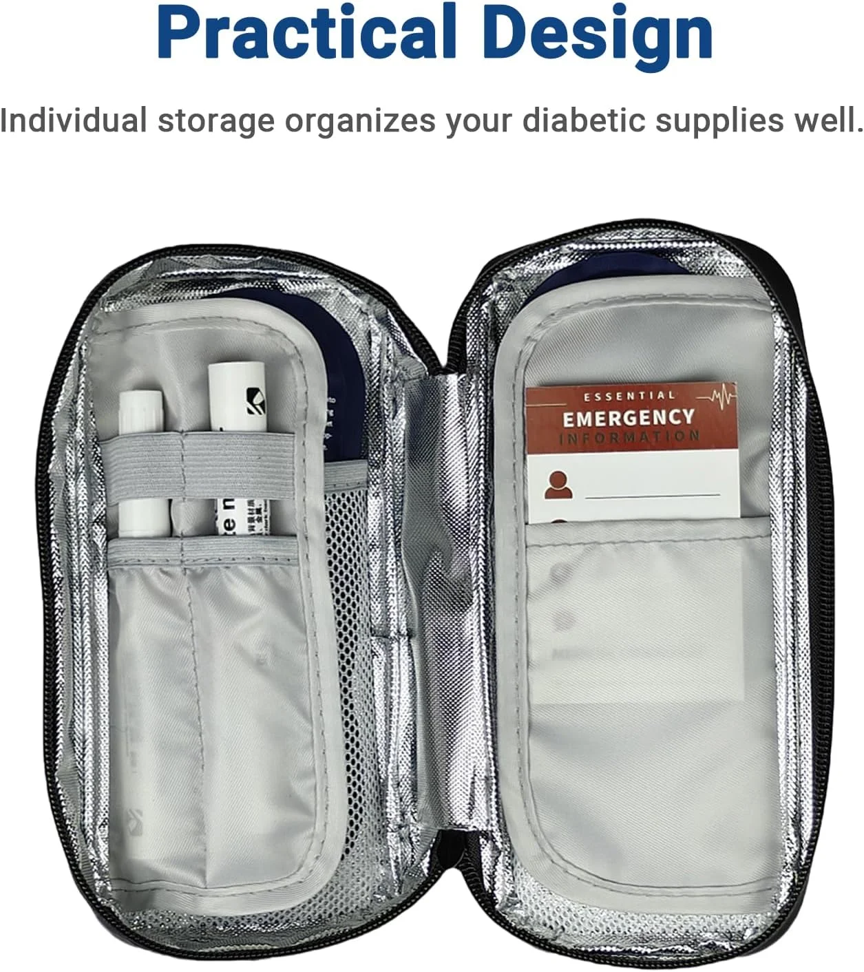 کیف خنک نگهدارنده انسولین با 2 بسته یخ، کیف عایق دیابتی برای لوازم جانبی دیابتی، جعبه خنک کننده قابل حمل برای قلم انسولین و سایر لوازم جانبی دارو، مشکی