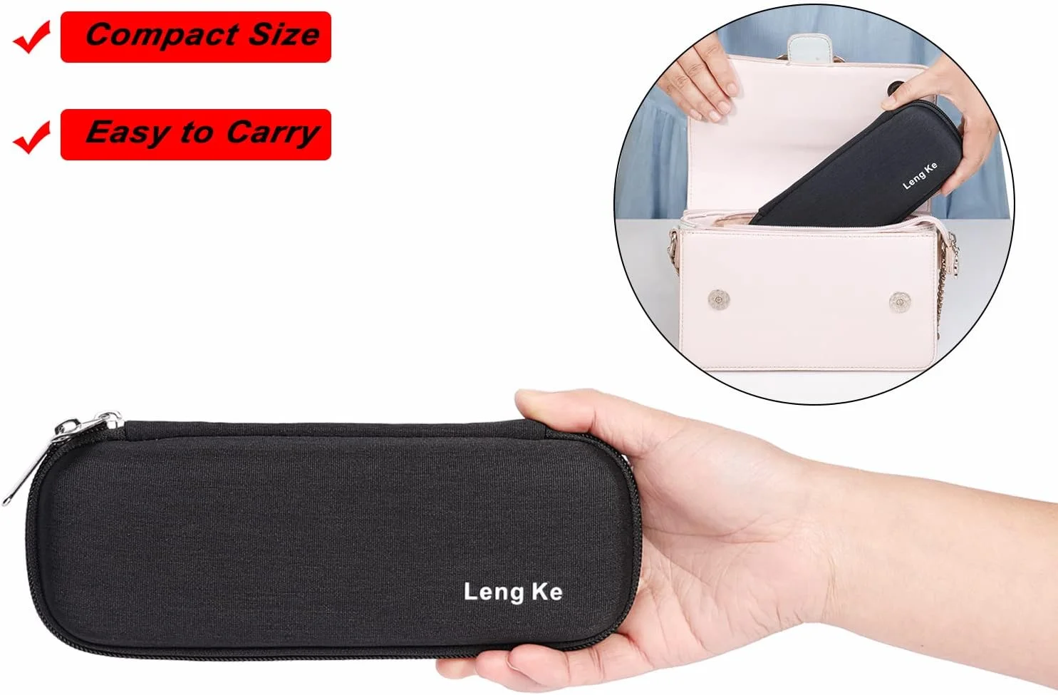 کیف حمل سخت و خنک کننده انسولین فشرده JAKAGO EVA، سبک و بادوام، بسته های مسافرتی کوچک دیابتی برای قلم های انسولین و سوزن ها با 2 بسته یخ (مشکی)